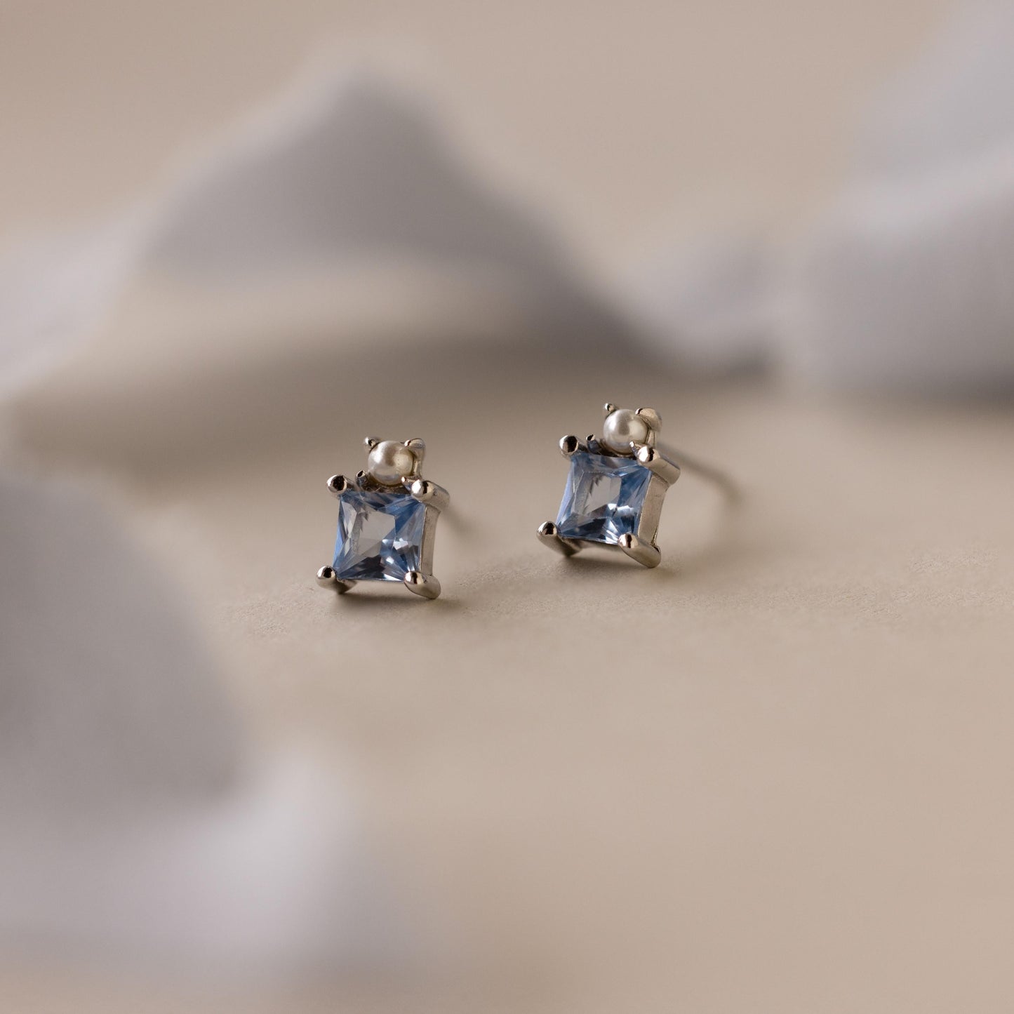 Aquamarine Pearl Studs