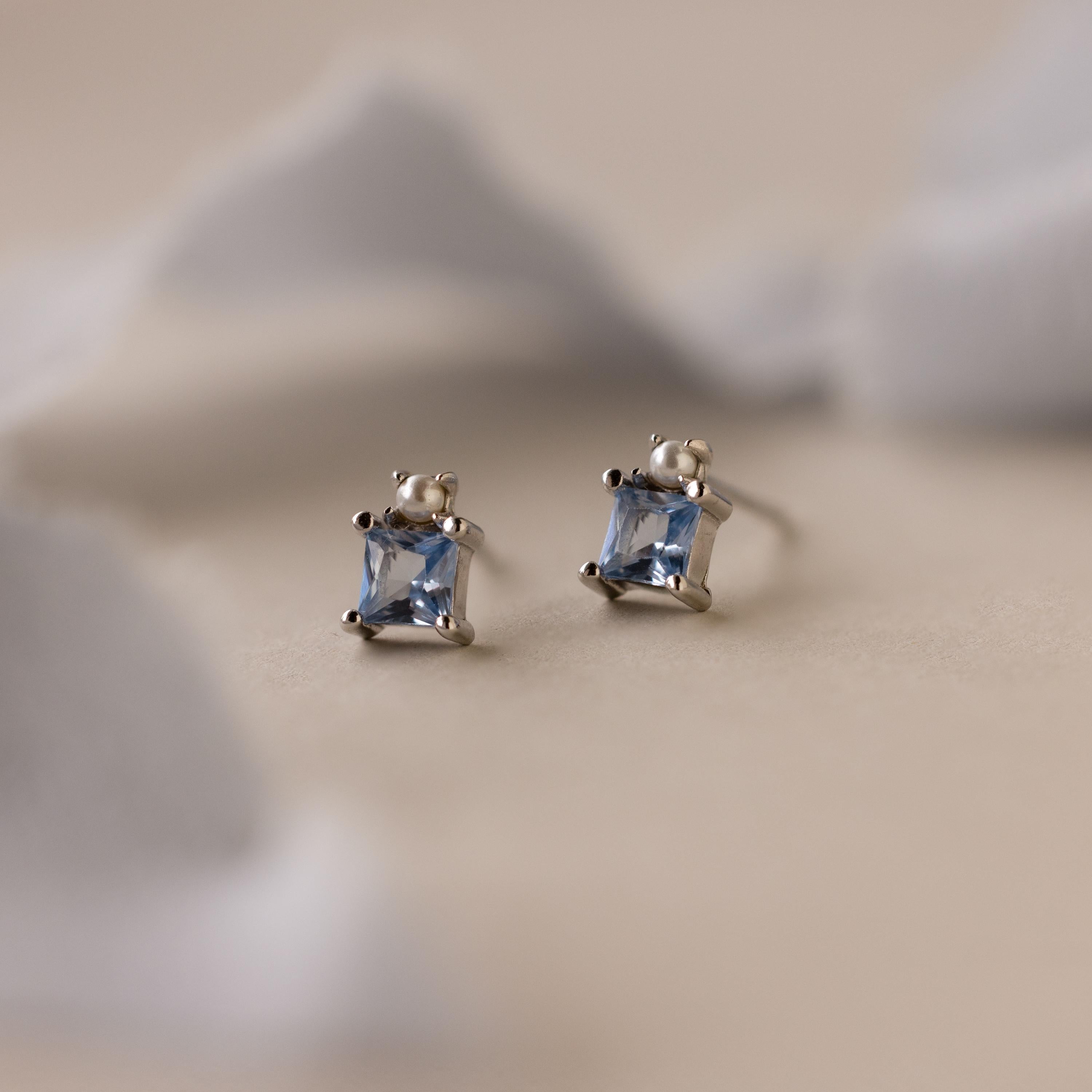 Aquamarine Pearl Studs