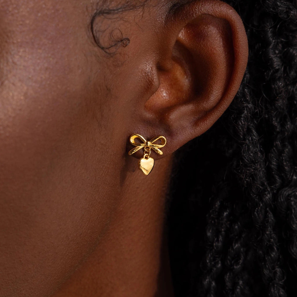Bow Heart Studs