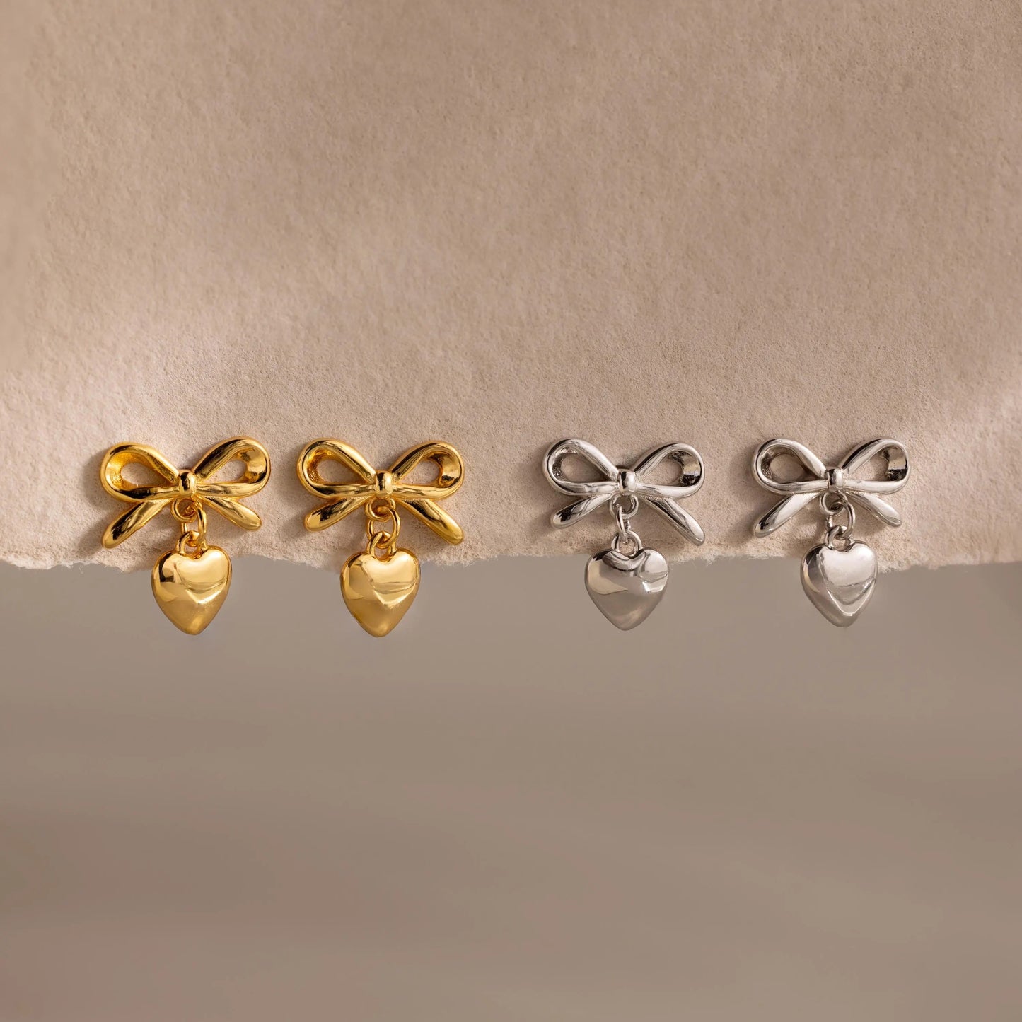 Bow Heart Studs