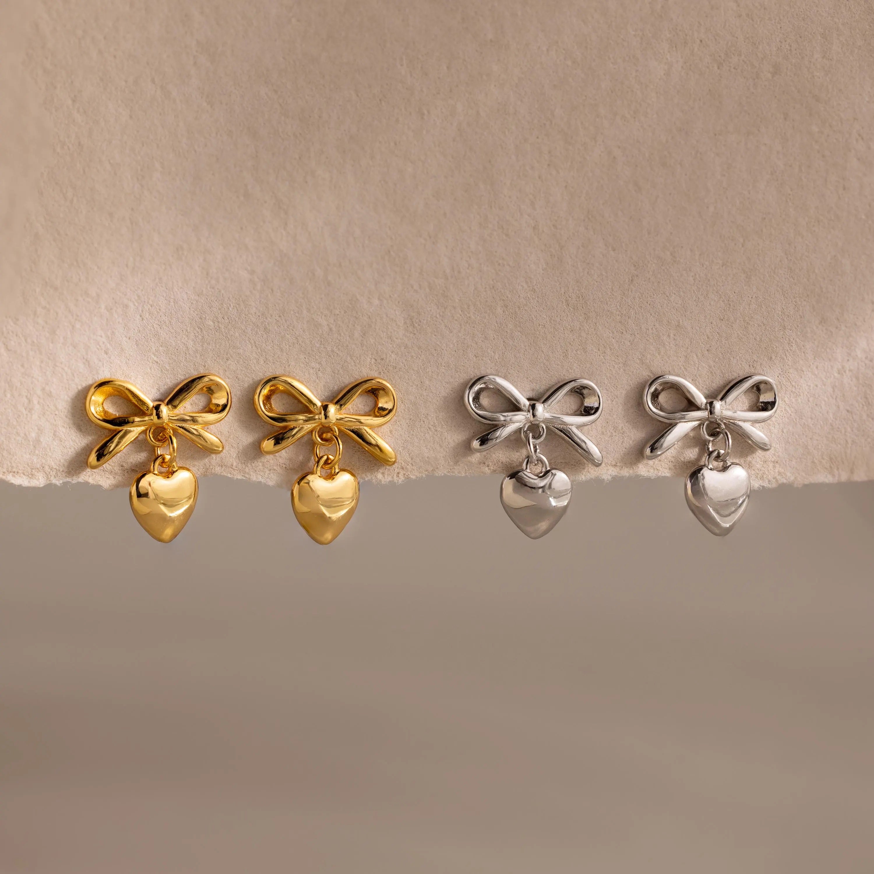 Bow Heart Studs