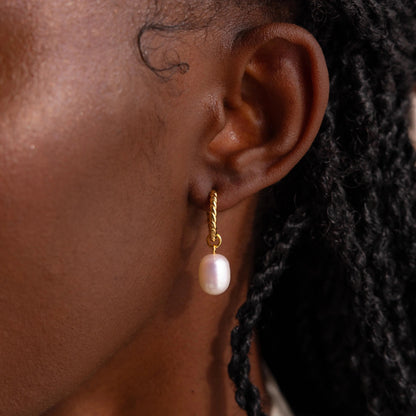Twisted Pearl Hoops