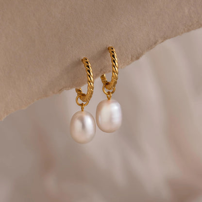 Twisted Pearl Hoops