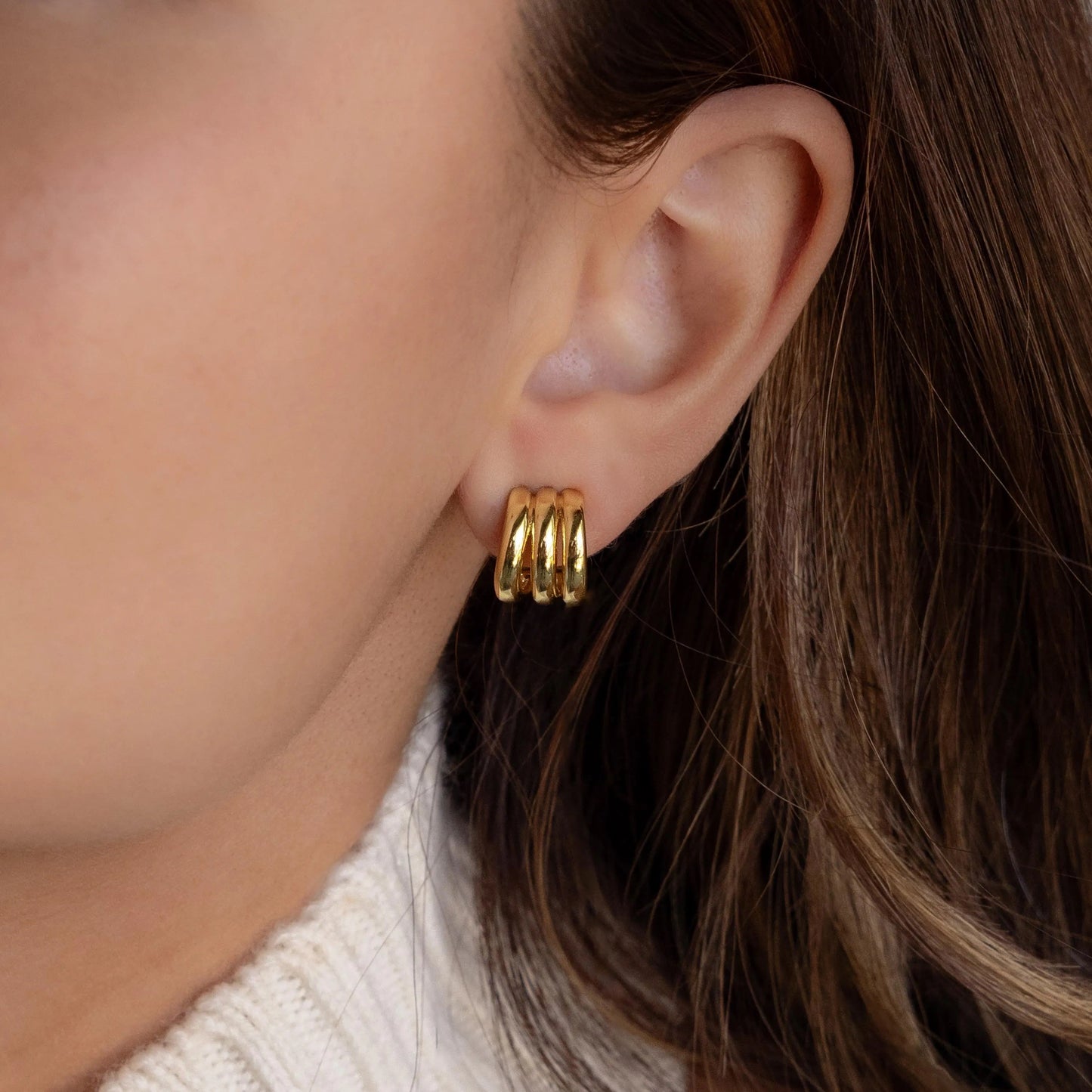 Triple Loop Huggie Earrings