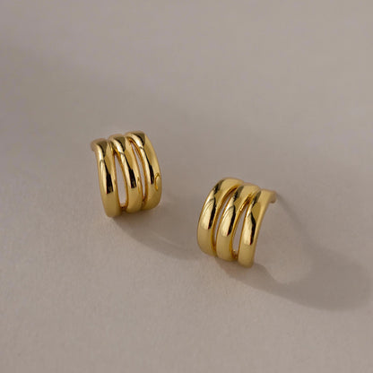 Triple Loop Huggie Earrings