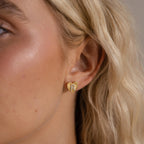 Ribbed Heart Initial Studs