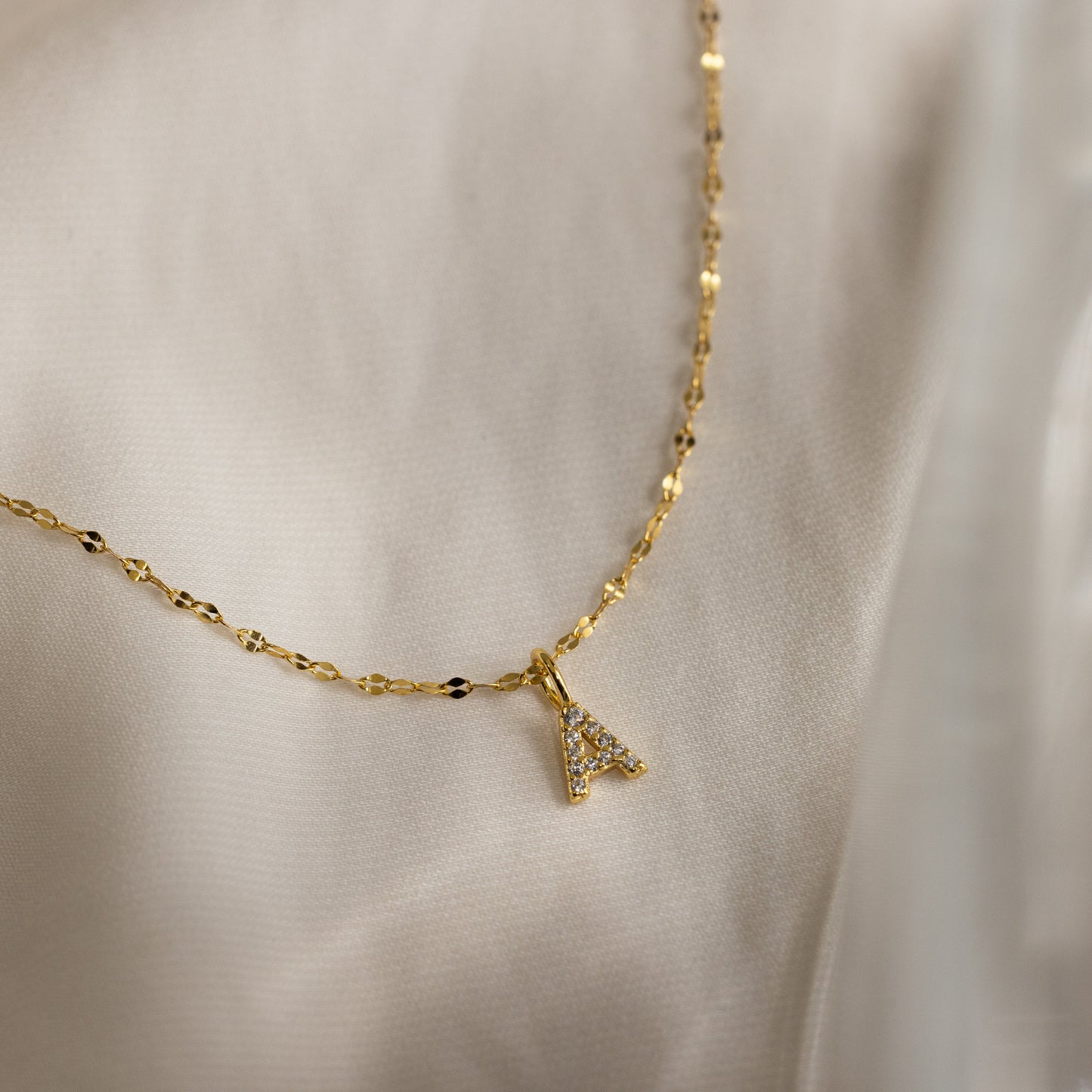Dainty Pave Letter Necklace