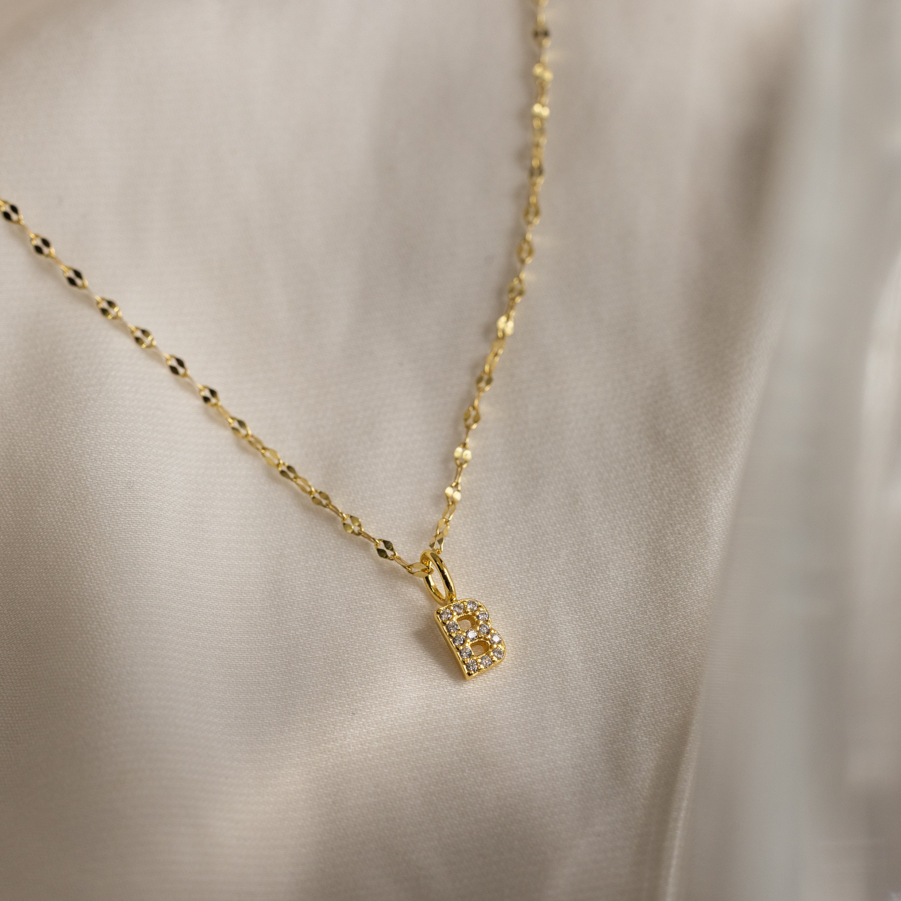 Dainty Pave Letter Necklace