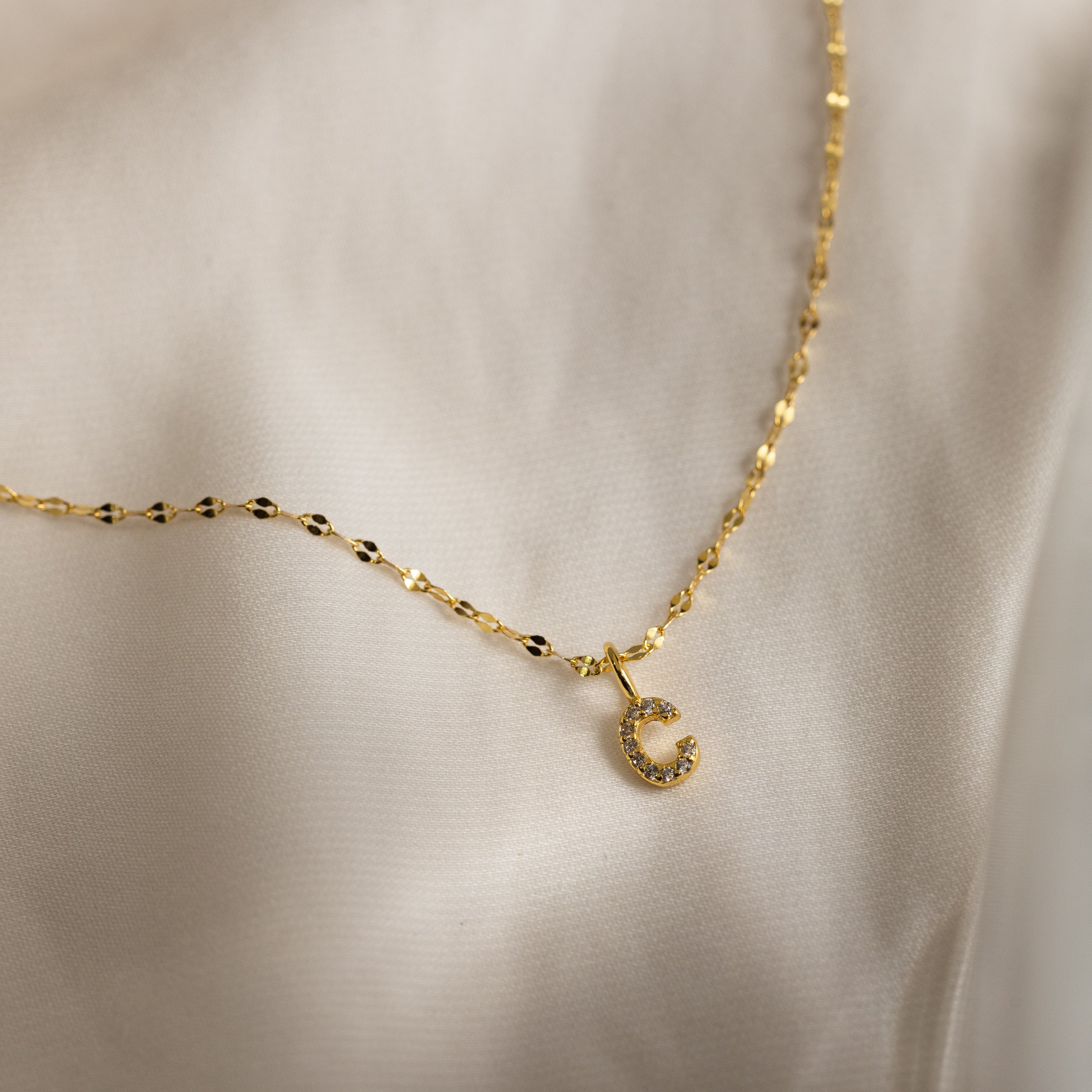 Dainty Pave Letter Necklace