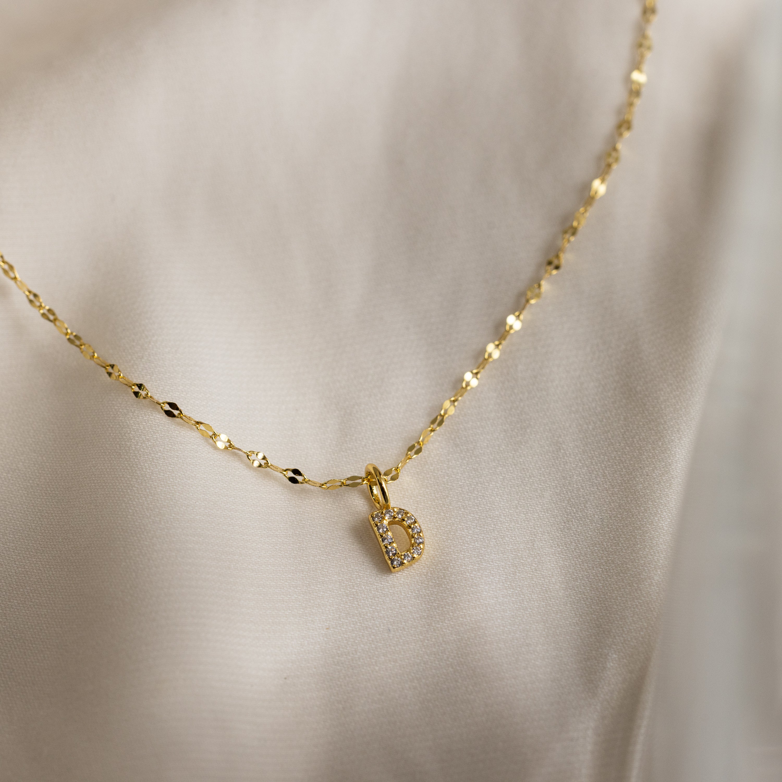 Dainty Pave Letter Necklace