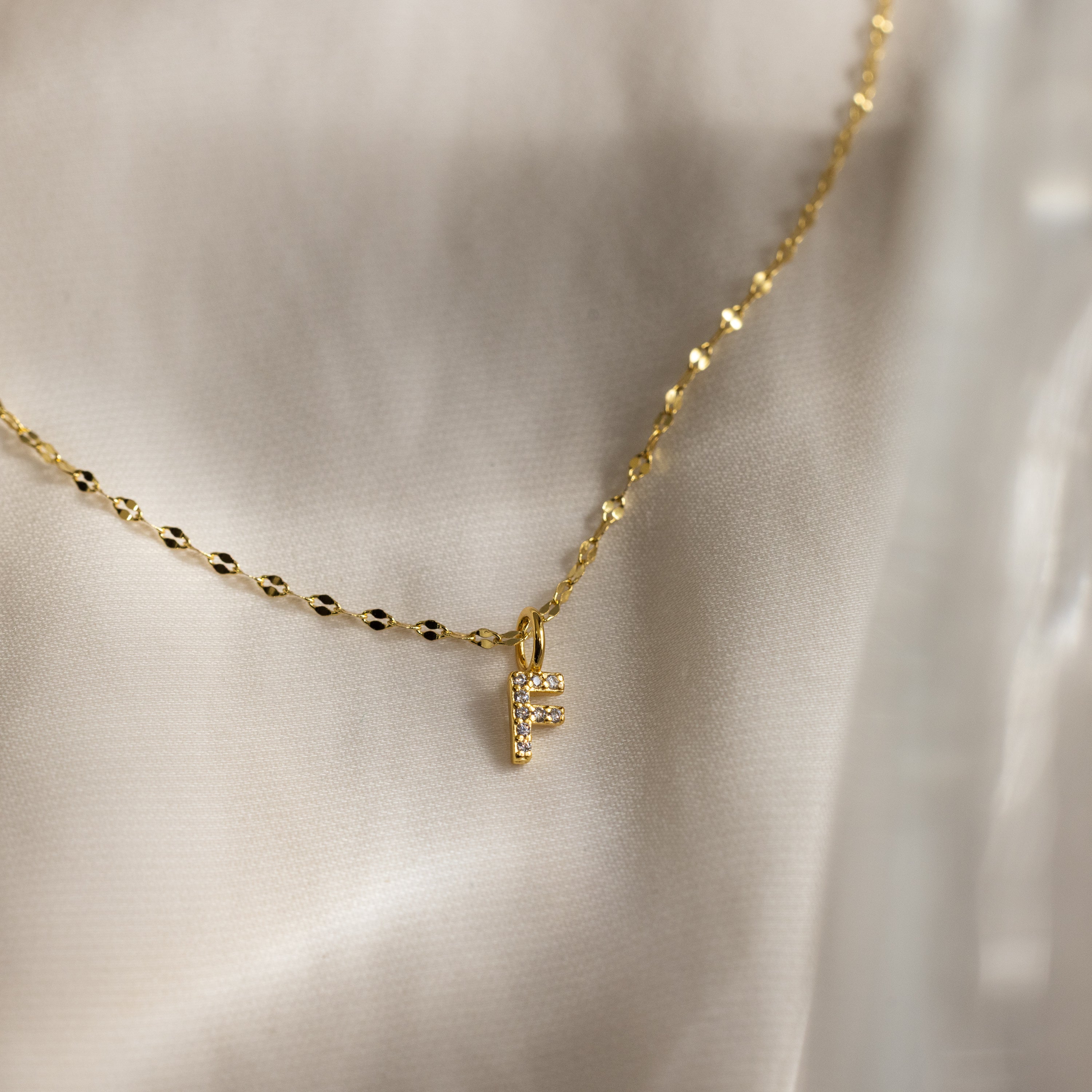 Dainty Pave Letter Necklace