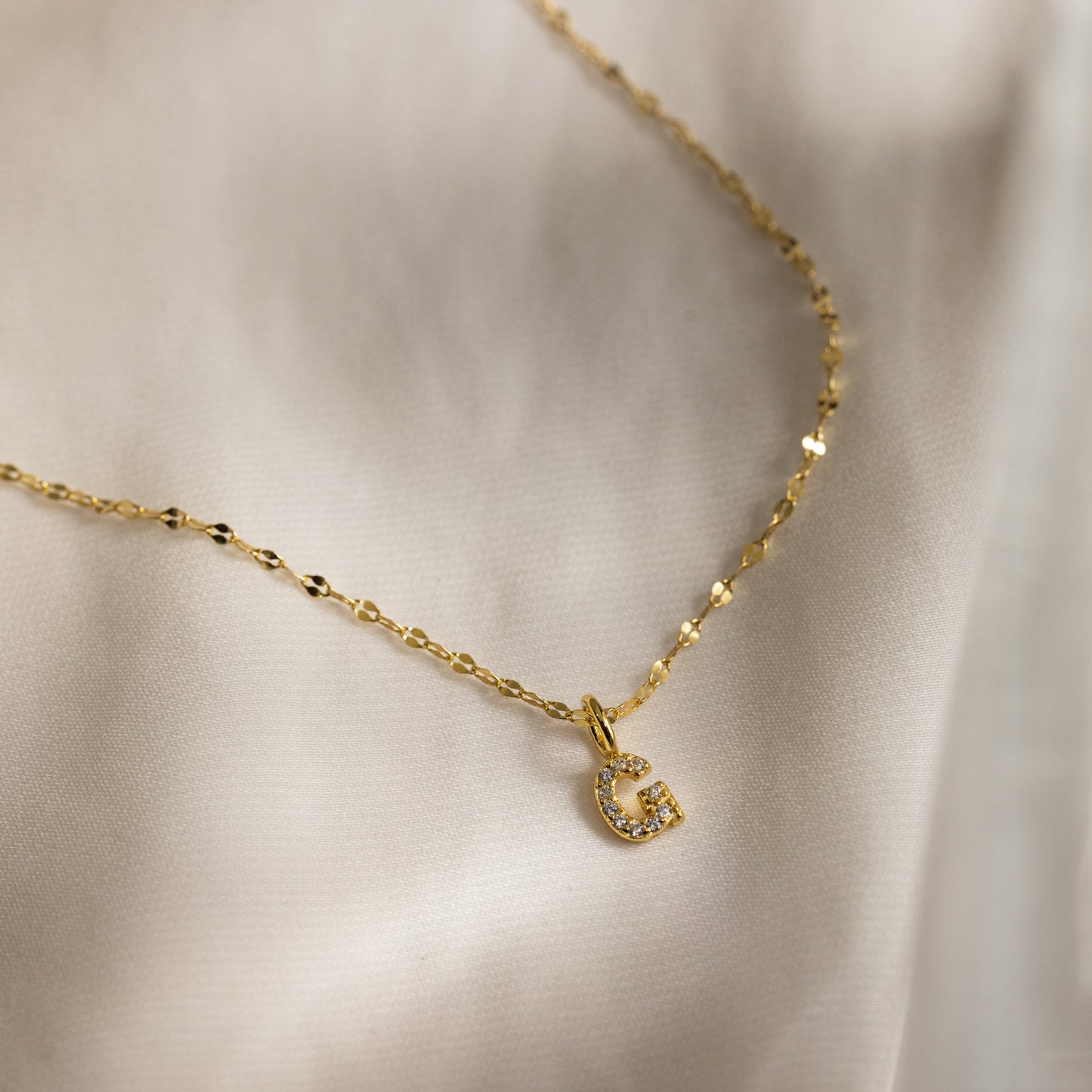 Dainty Pave Letter Necklace