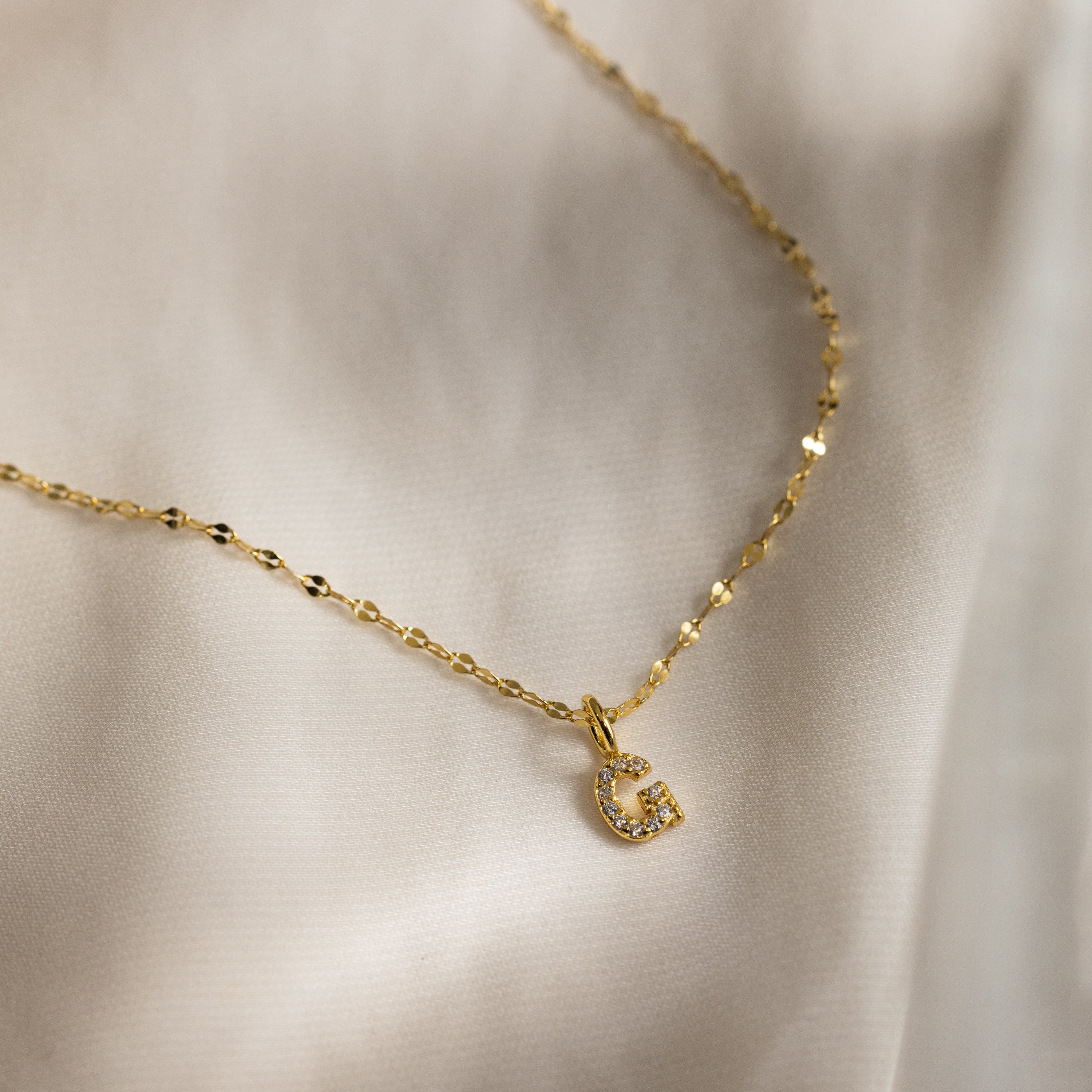 Dainty Pave Letter Necklace