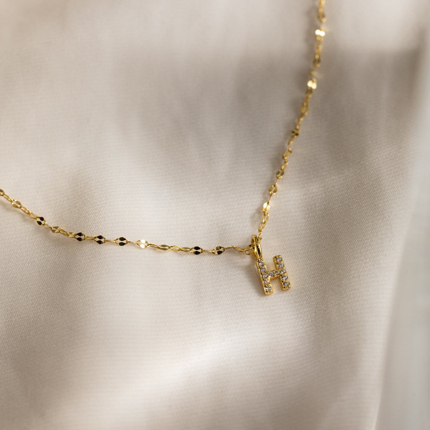 Dainty Pave Letter Necklace