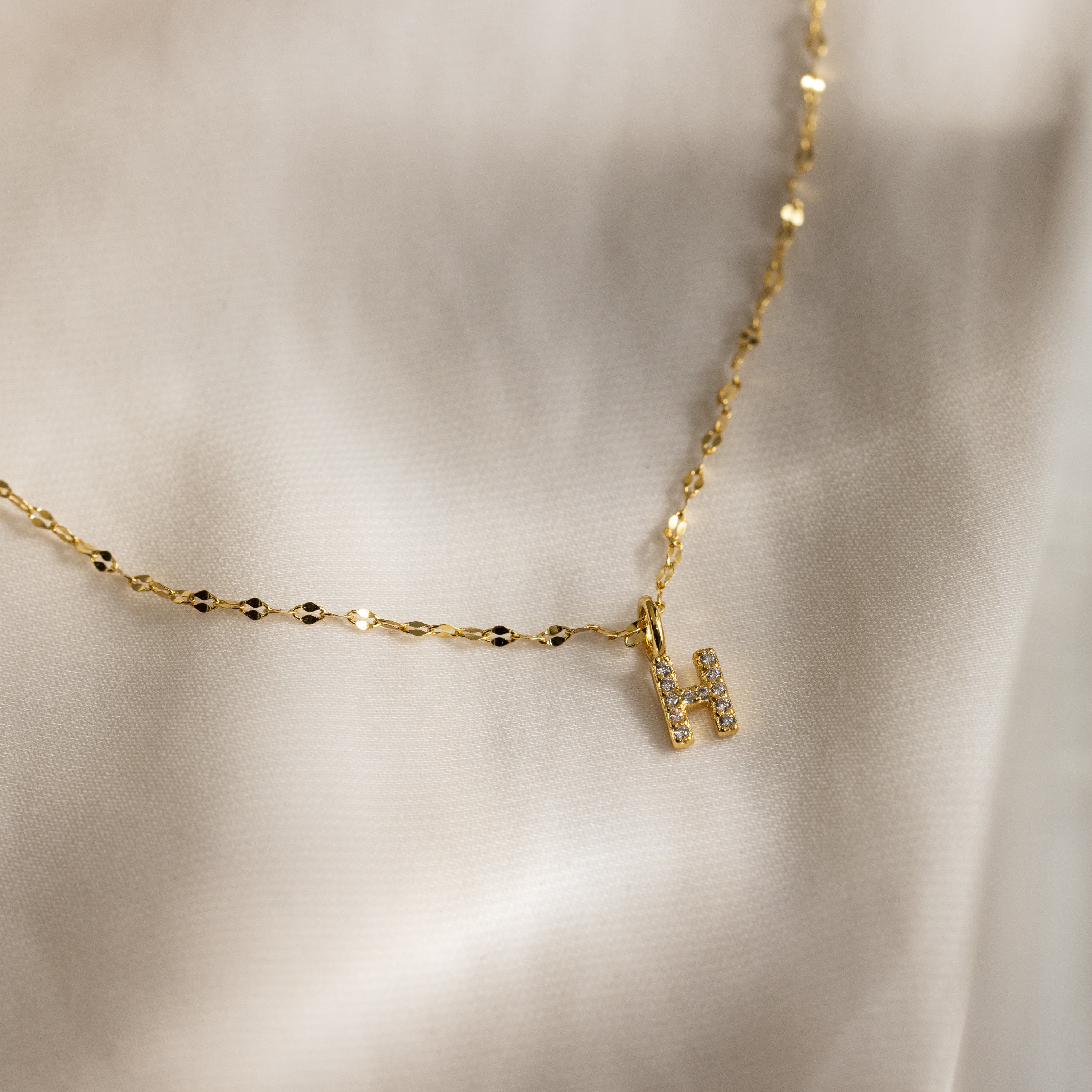 Dainty Pave Letter Necklace