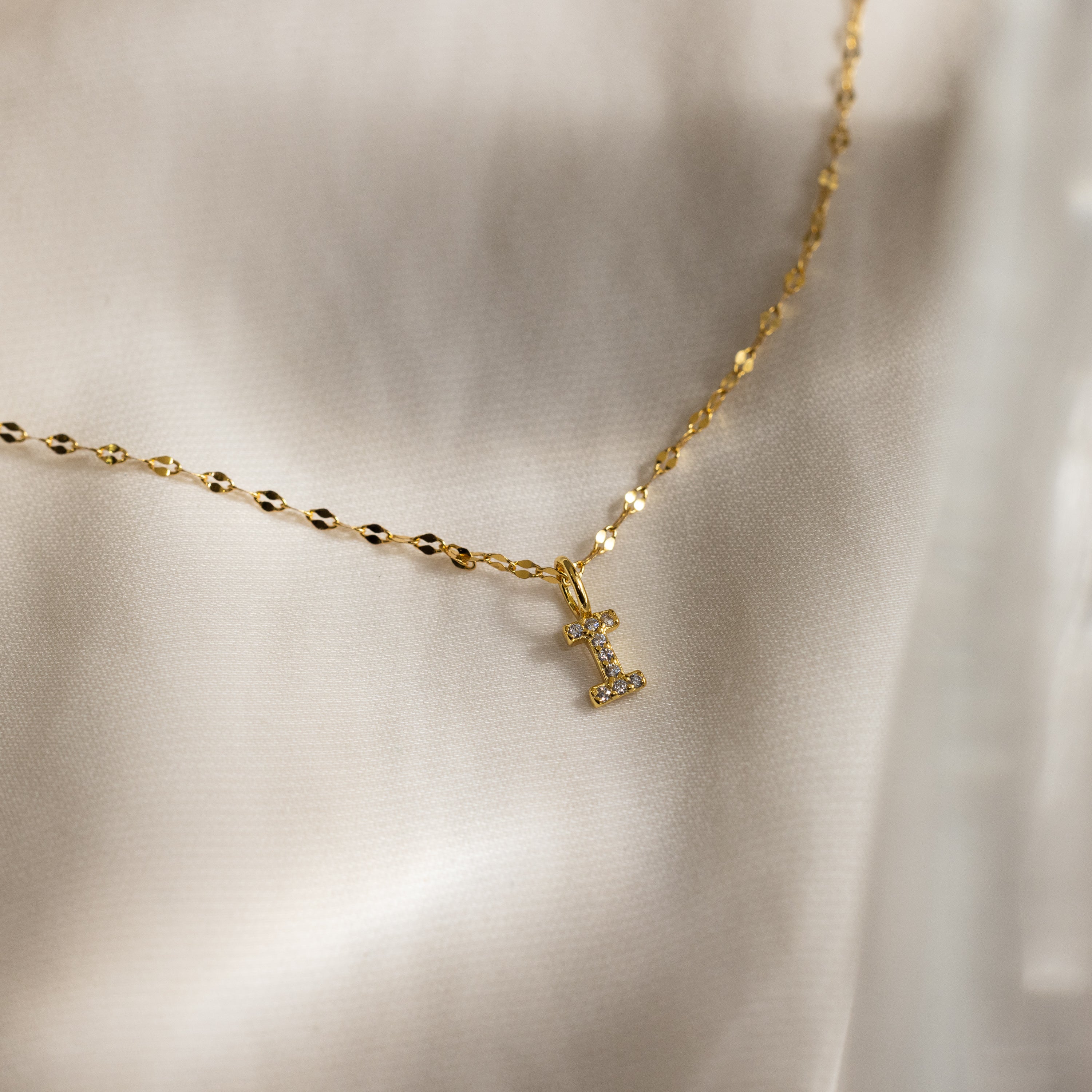 Dainty Pave Letter Necklace