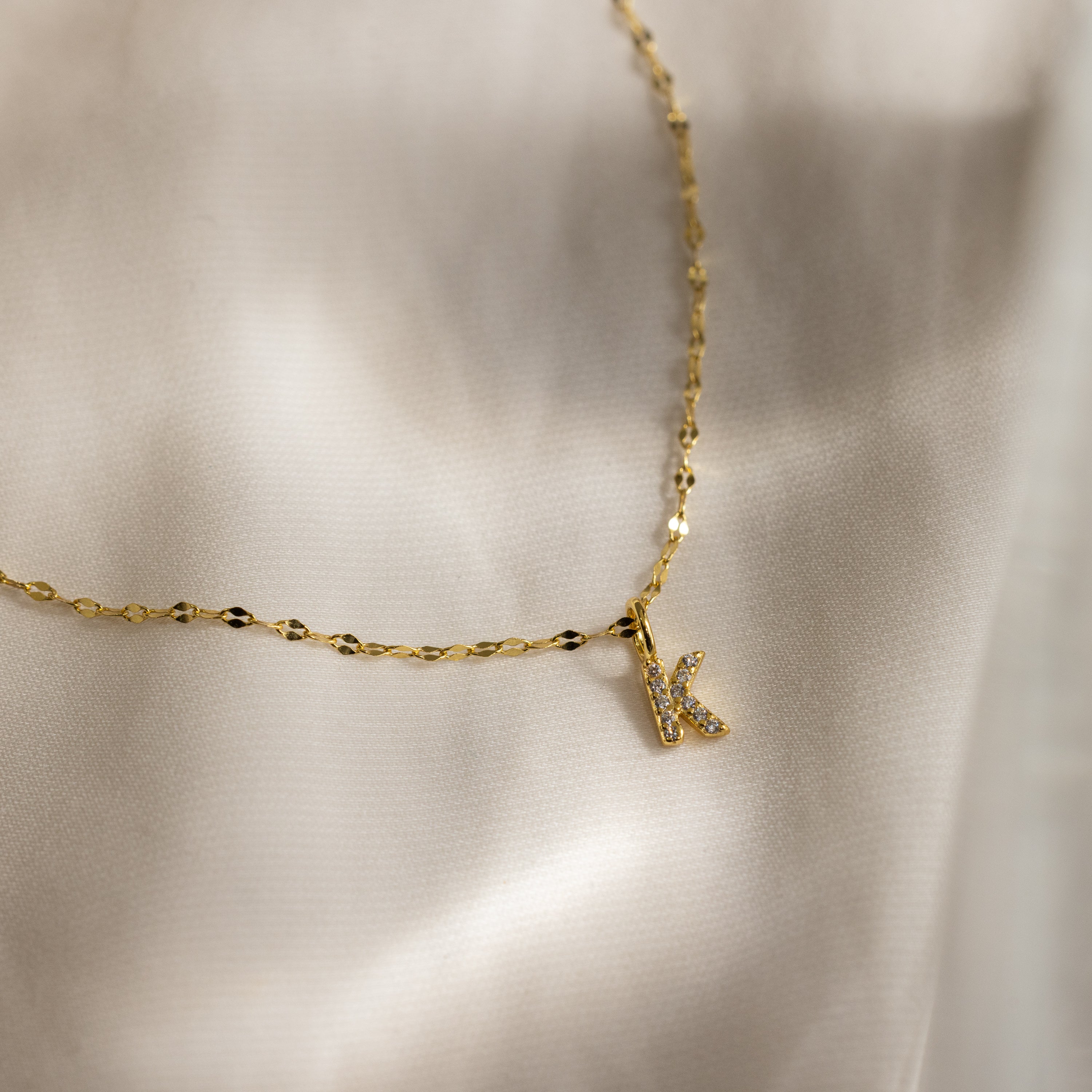 Dainty Pave Letter Necklace