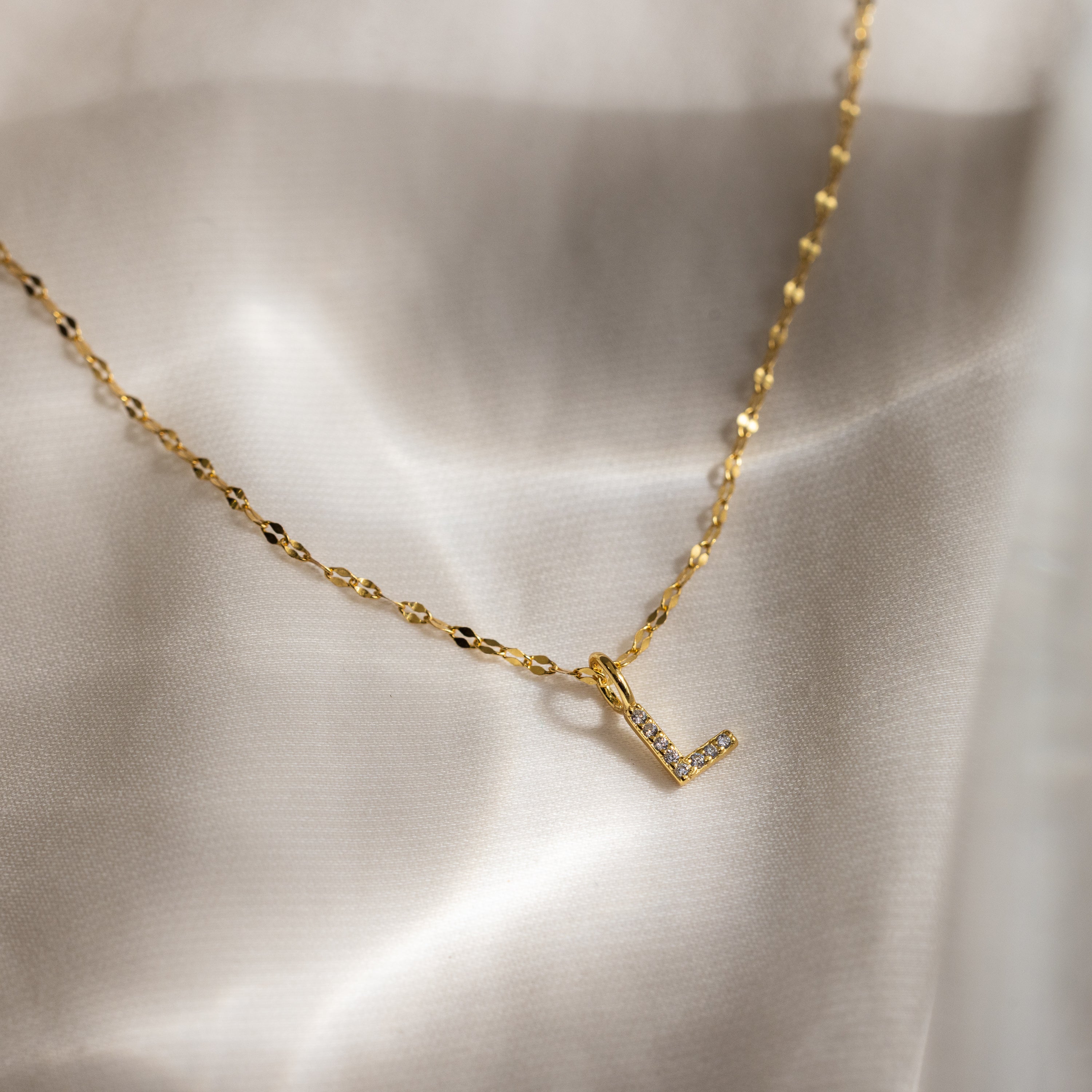Dainty Pave Letter Necklace