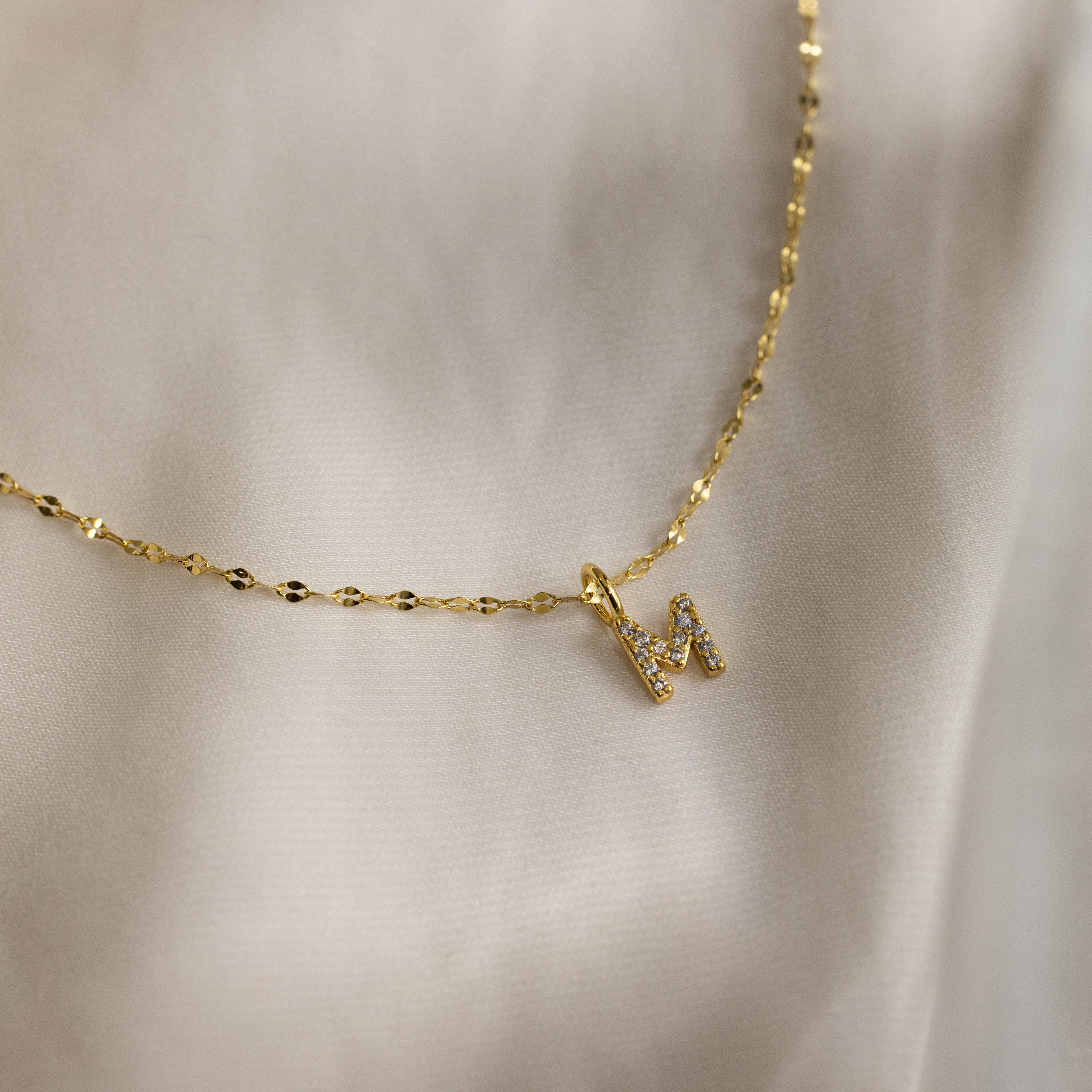 Dainty Pave Letter Necklace