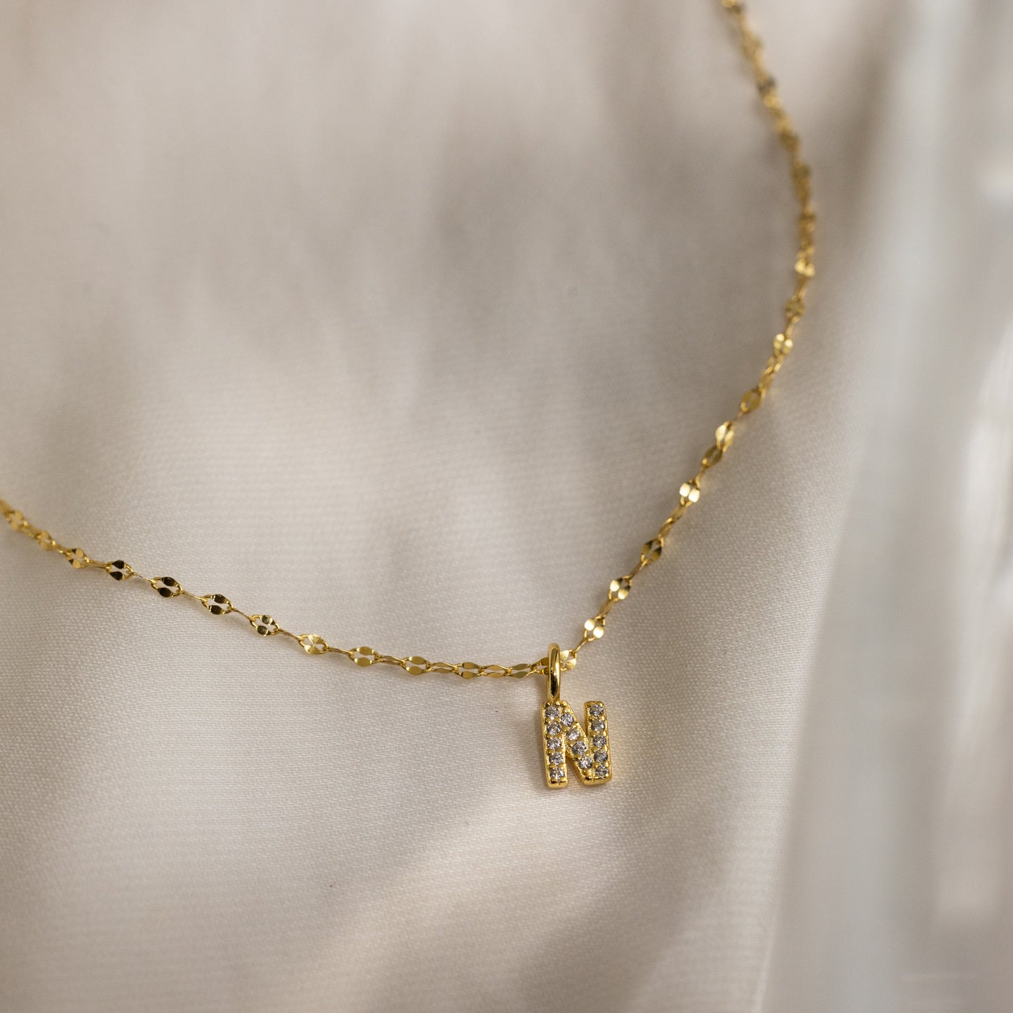 Dainty Pave Letter Necklace