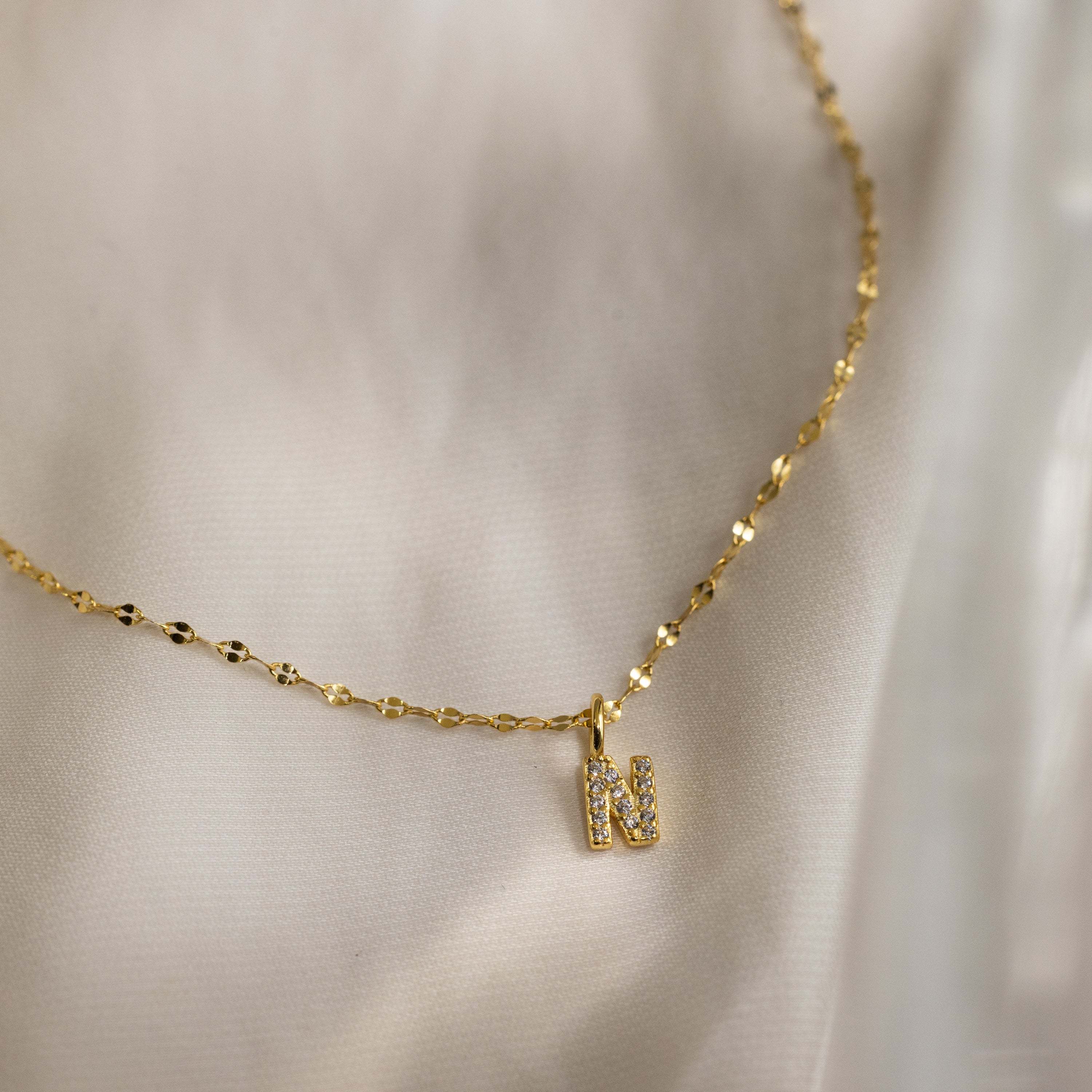 Dainty Pave Letter Necklace