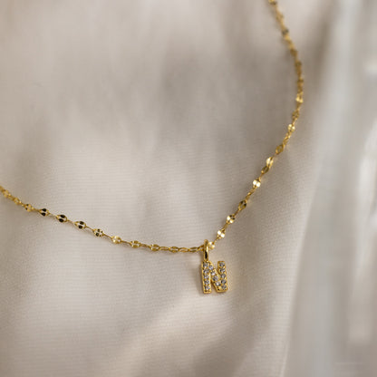 Dainty Pave Letter Necklace