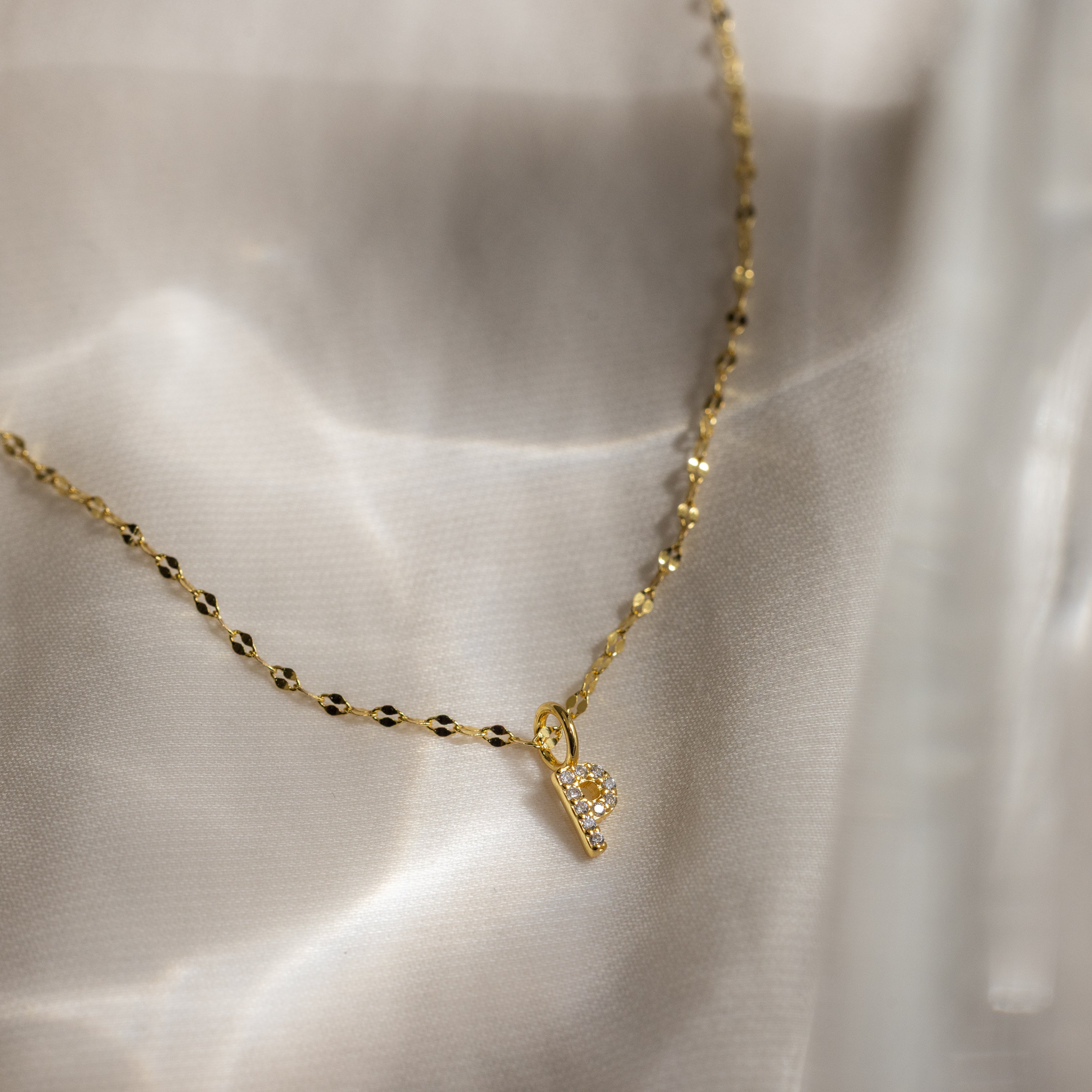 Dainty Pave Letter Necklace