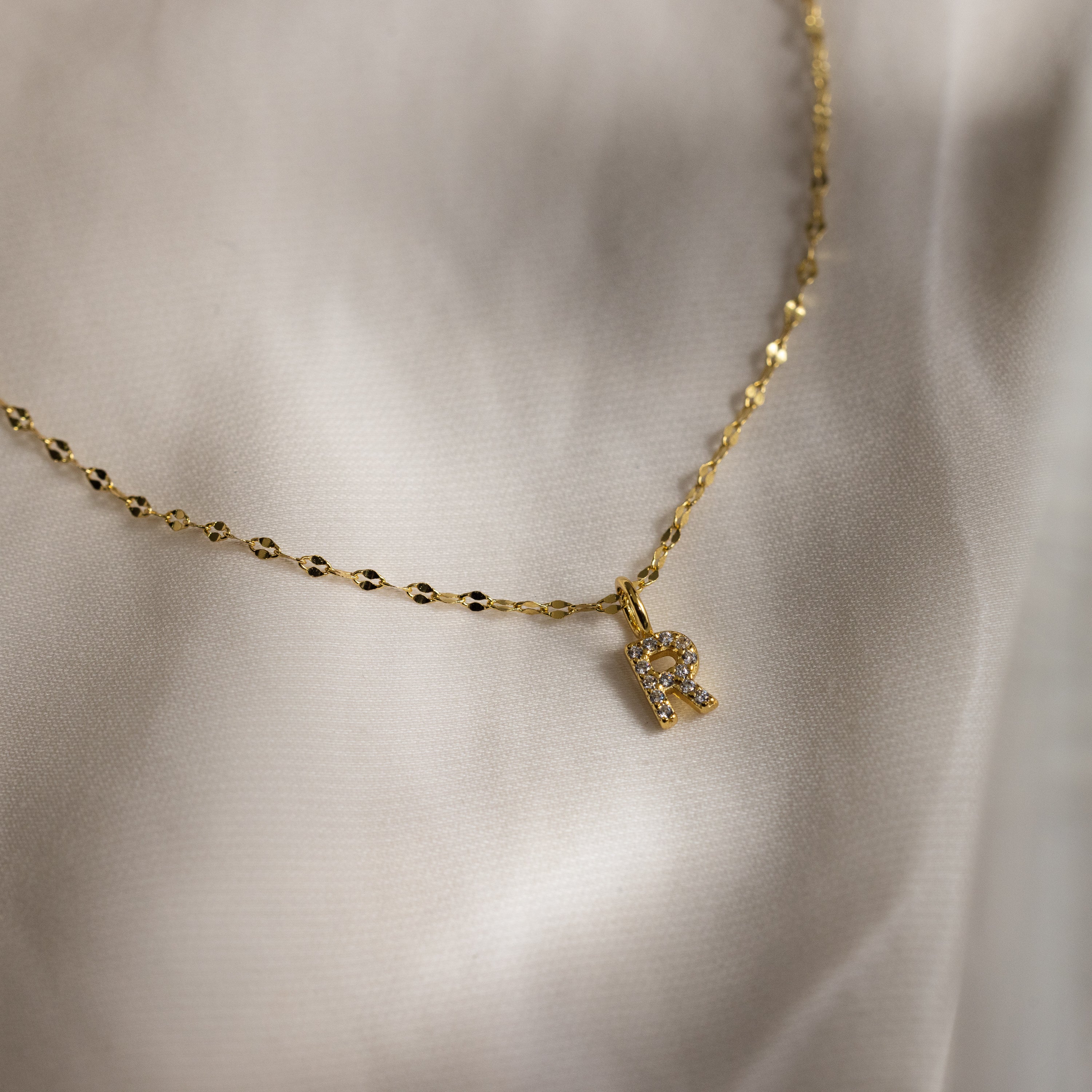 Dainty Pave Letter Necklace