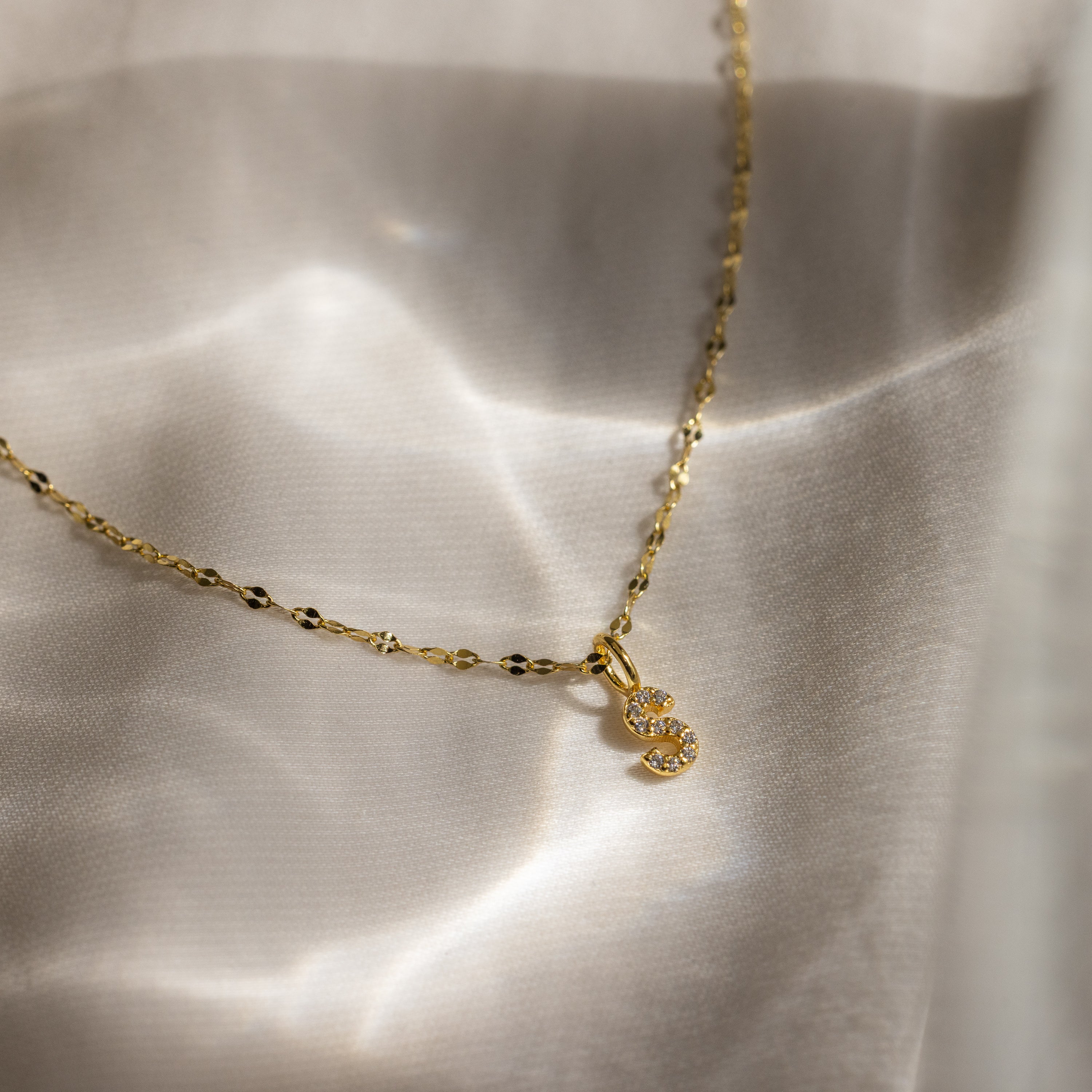 Dainty Pave Letter Necklace
