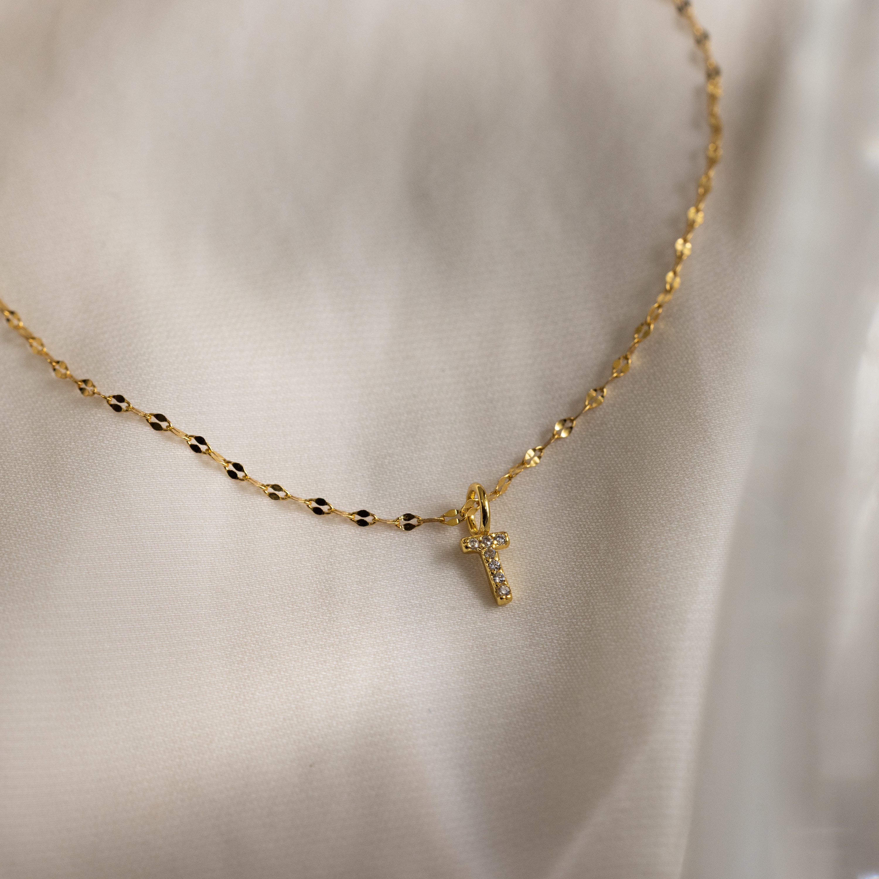 Dainty Pave Letter Necklace