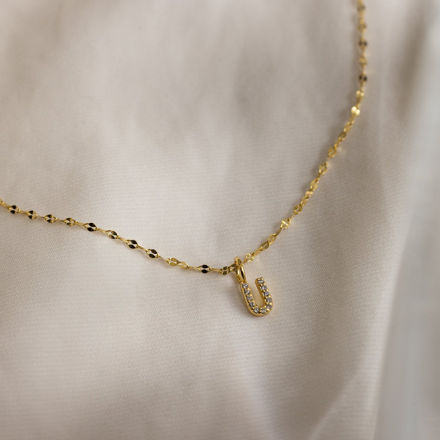 Dainty Pave Letter Necklace
