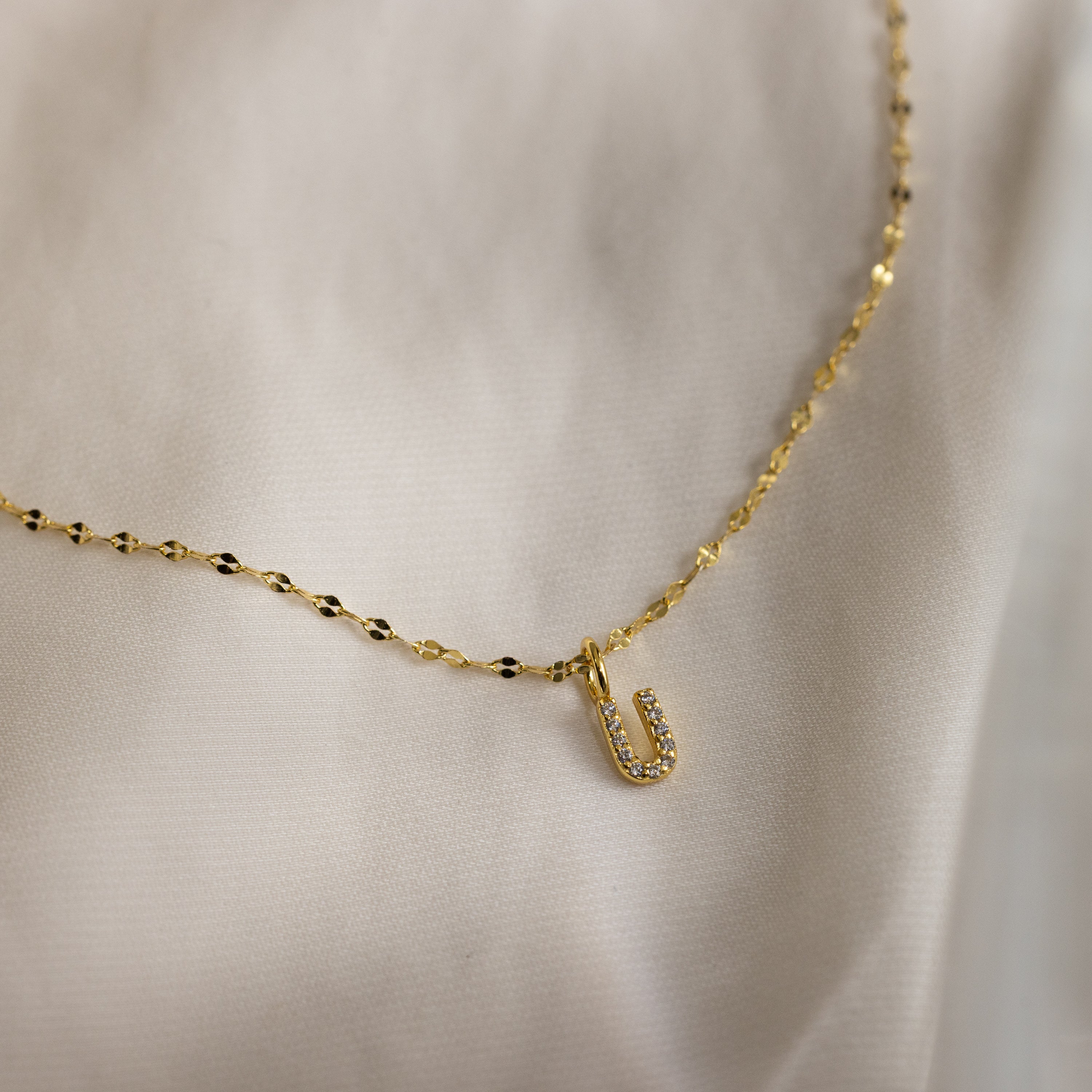 Dainty Pave Letter Necklace