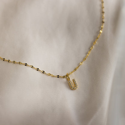 Dainty Pave Letter Necklace