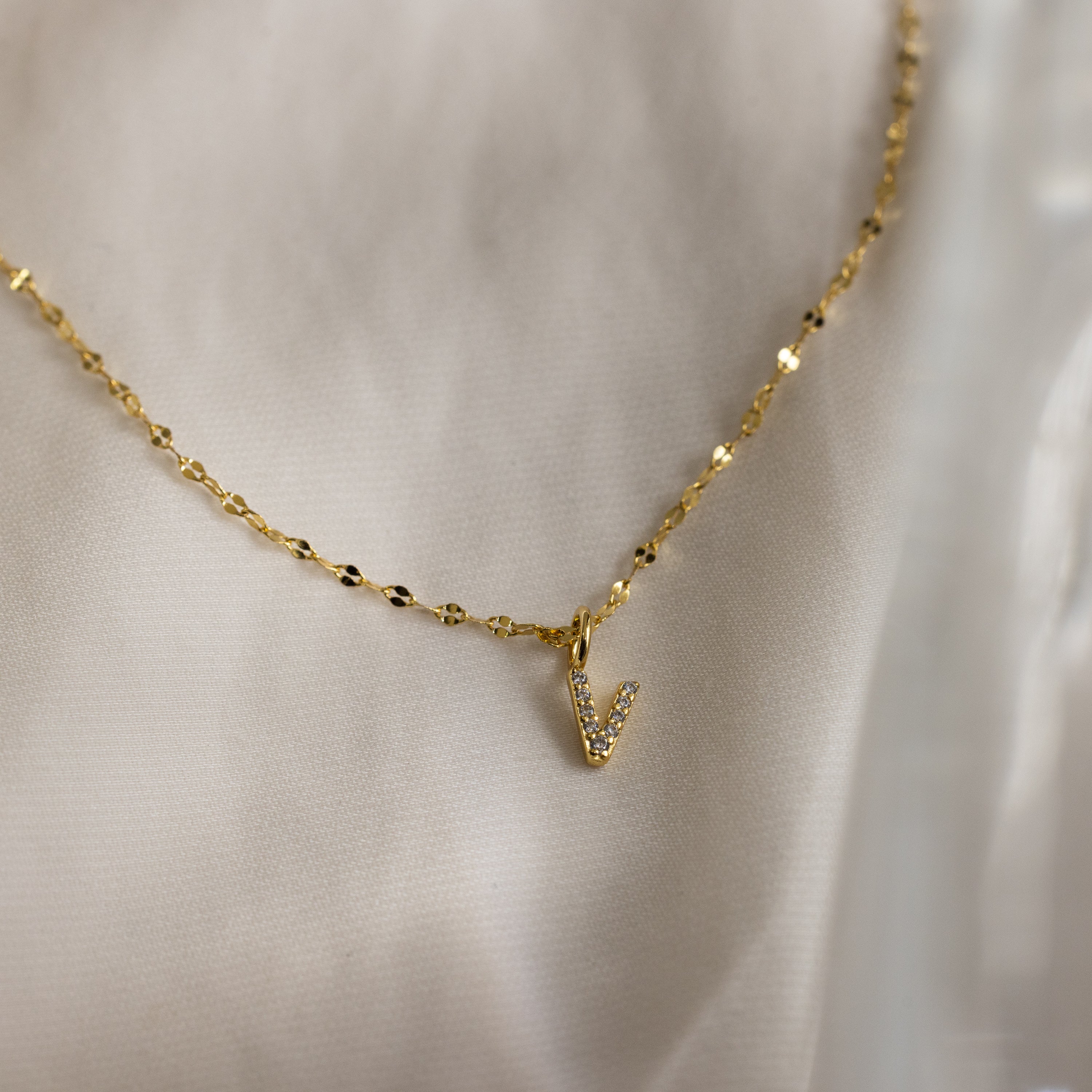 Dainty Pave Letter Necklace