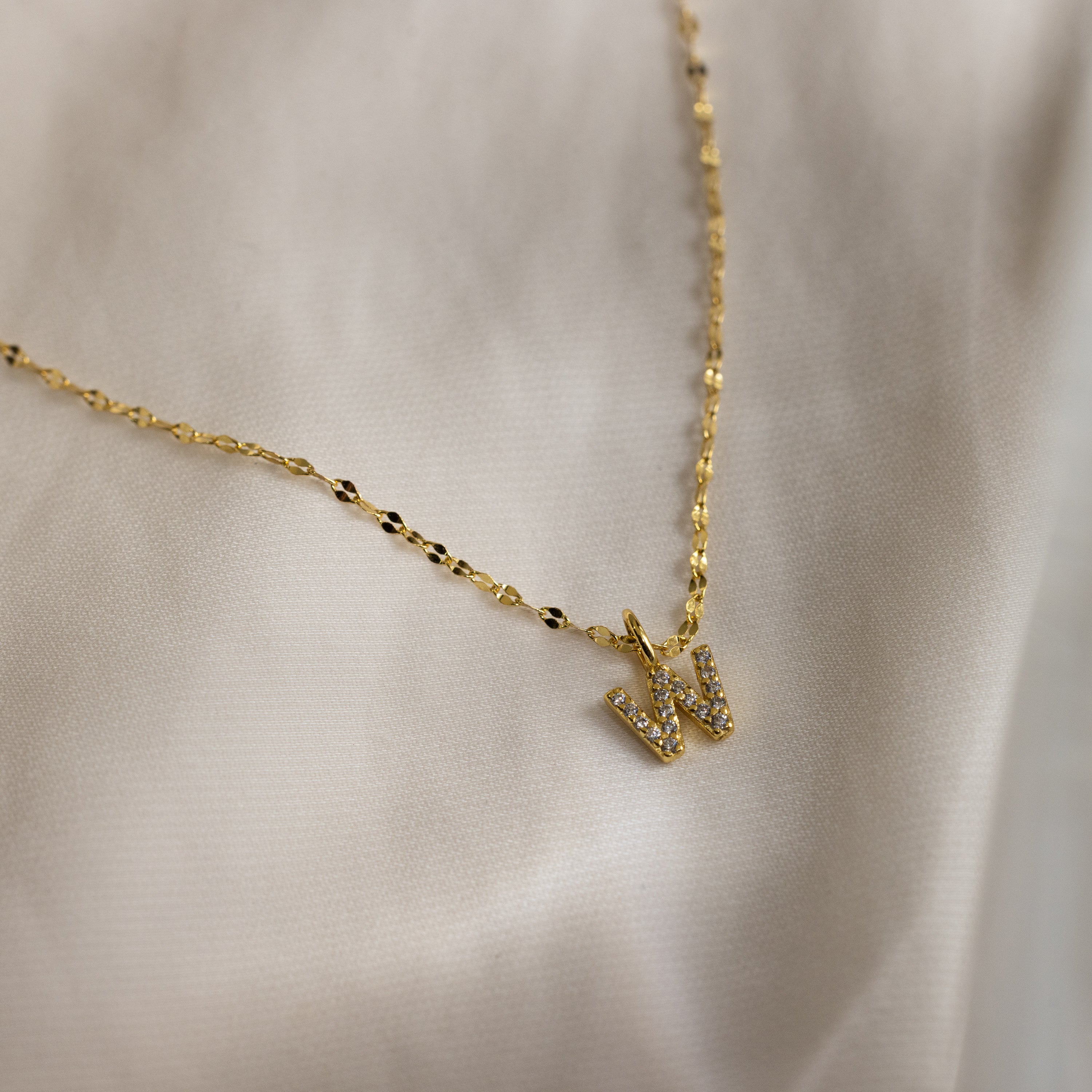 Dainty Pave Letter Necklace