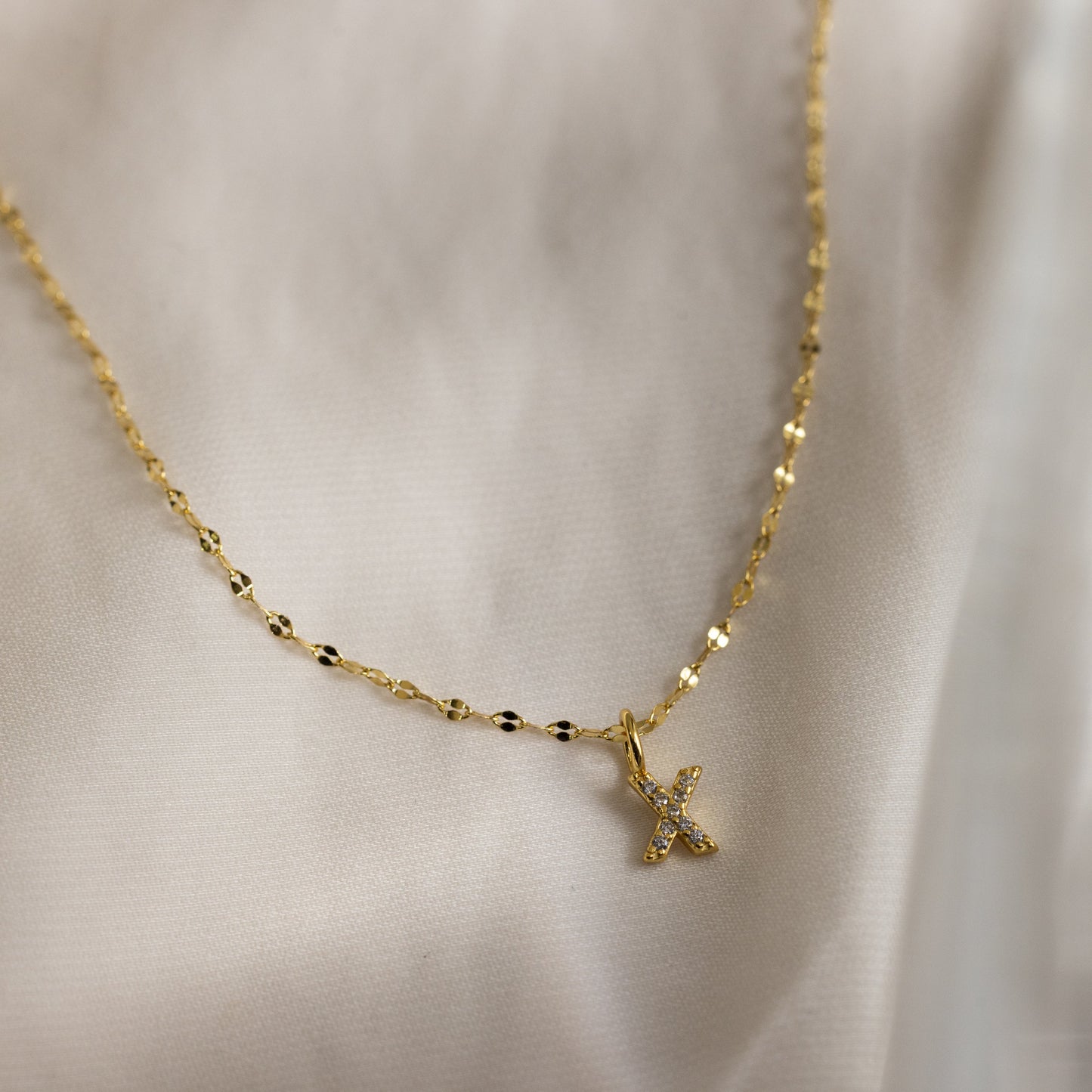 Dainty Pave Letter Necklace