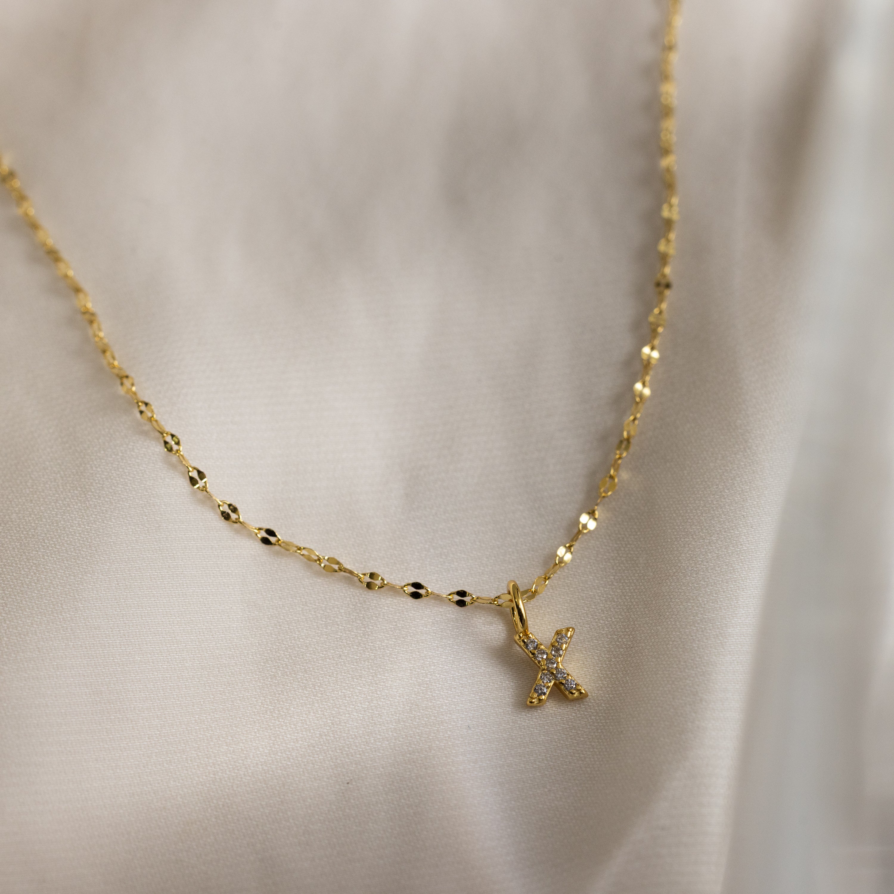 Dainty Pave Letter Necklace