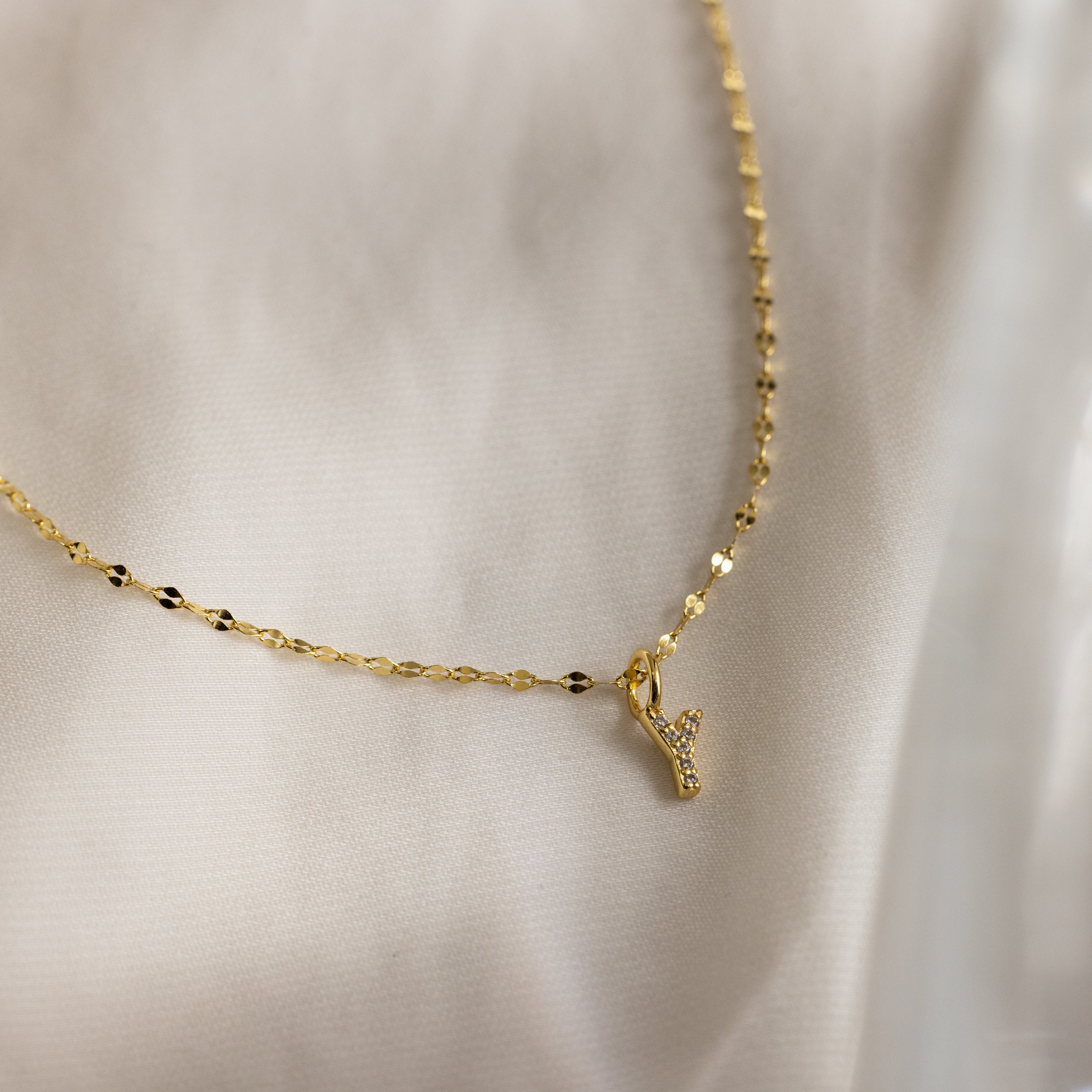Dainty Pave Letter Necklace