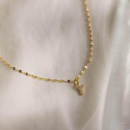 Dainty Pave Letter Necklace