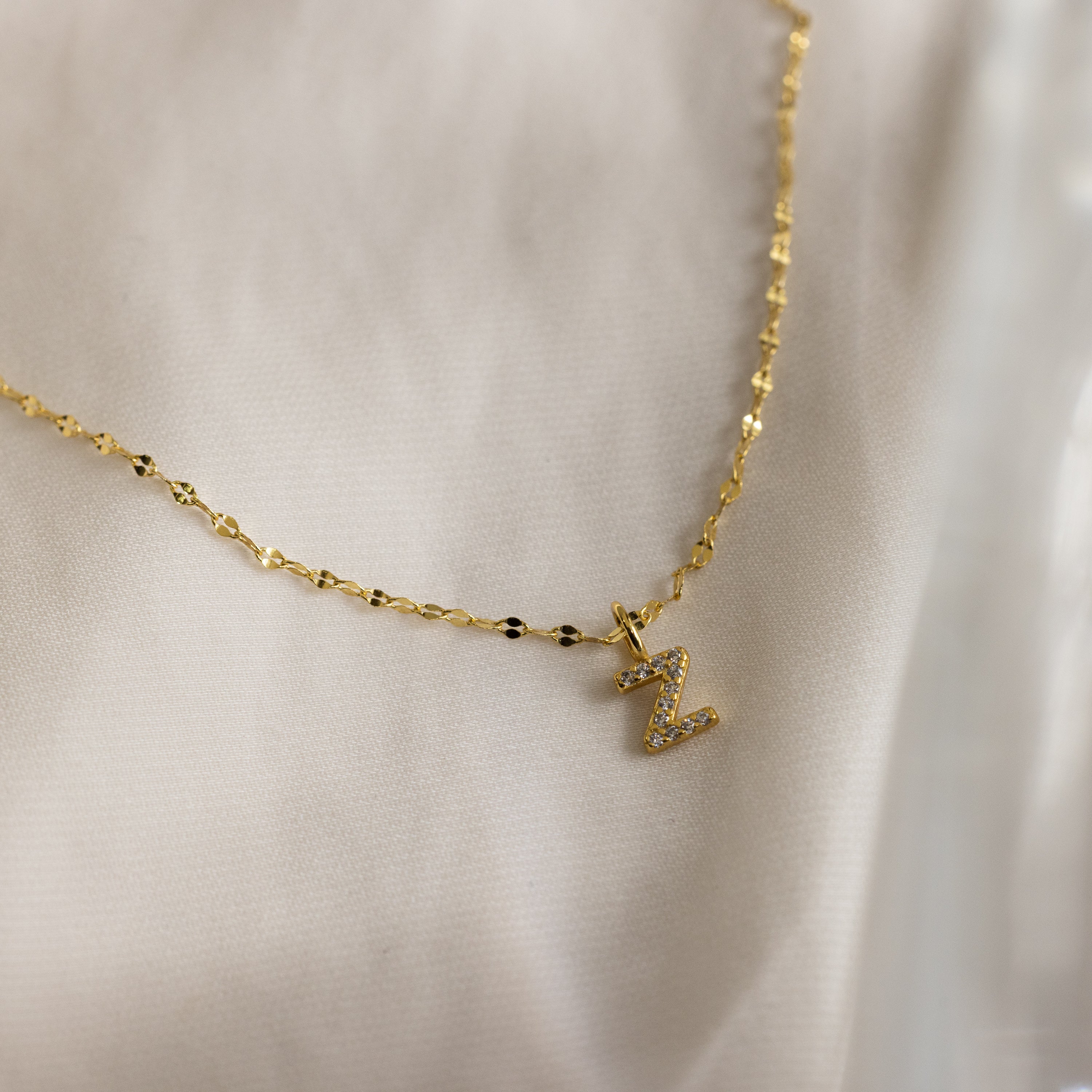 Dainty Pave Letter Necklace