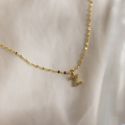 Dainty Pave Letter Necklace
