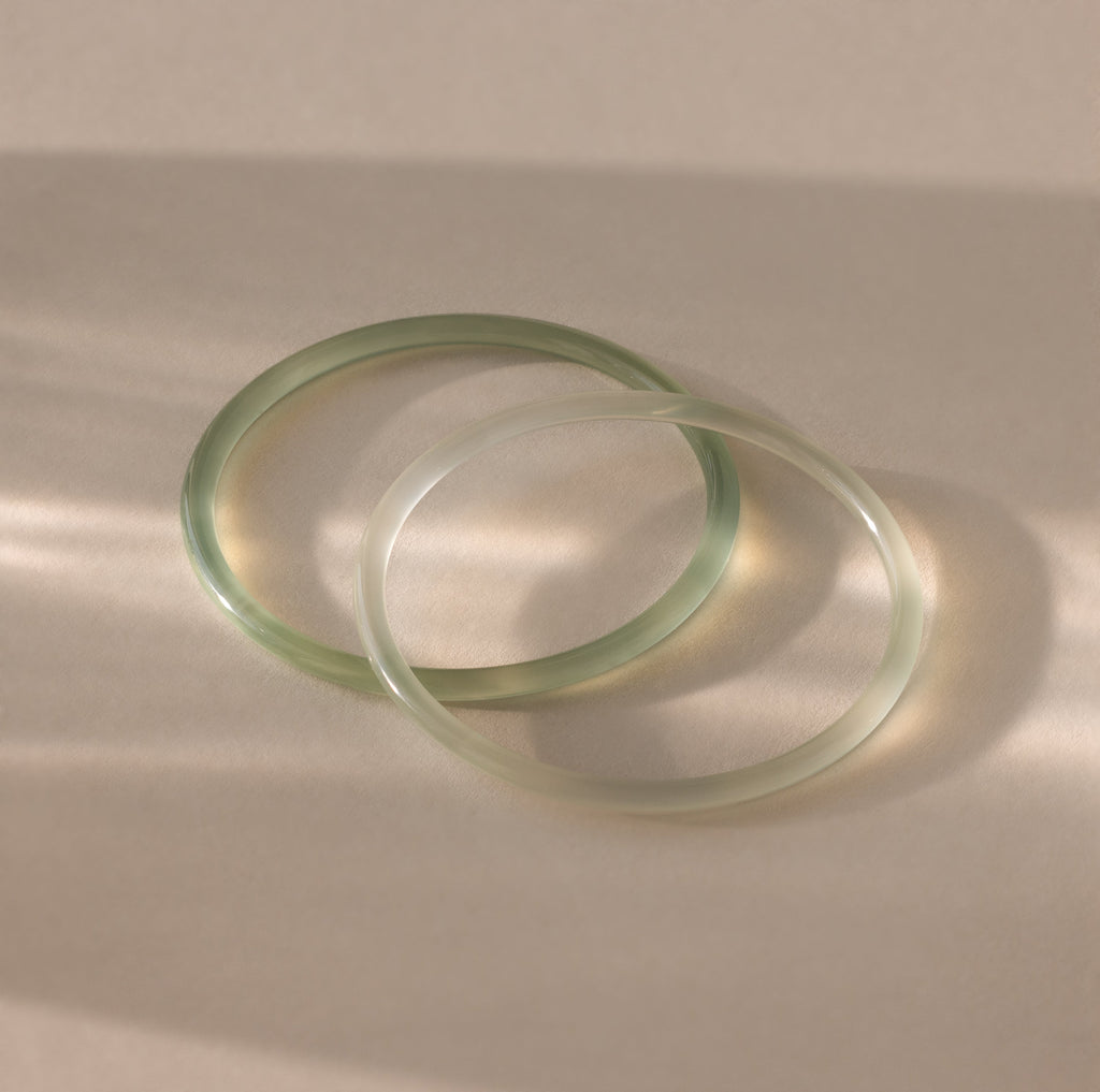 Thin Green Jade Bangle Set