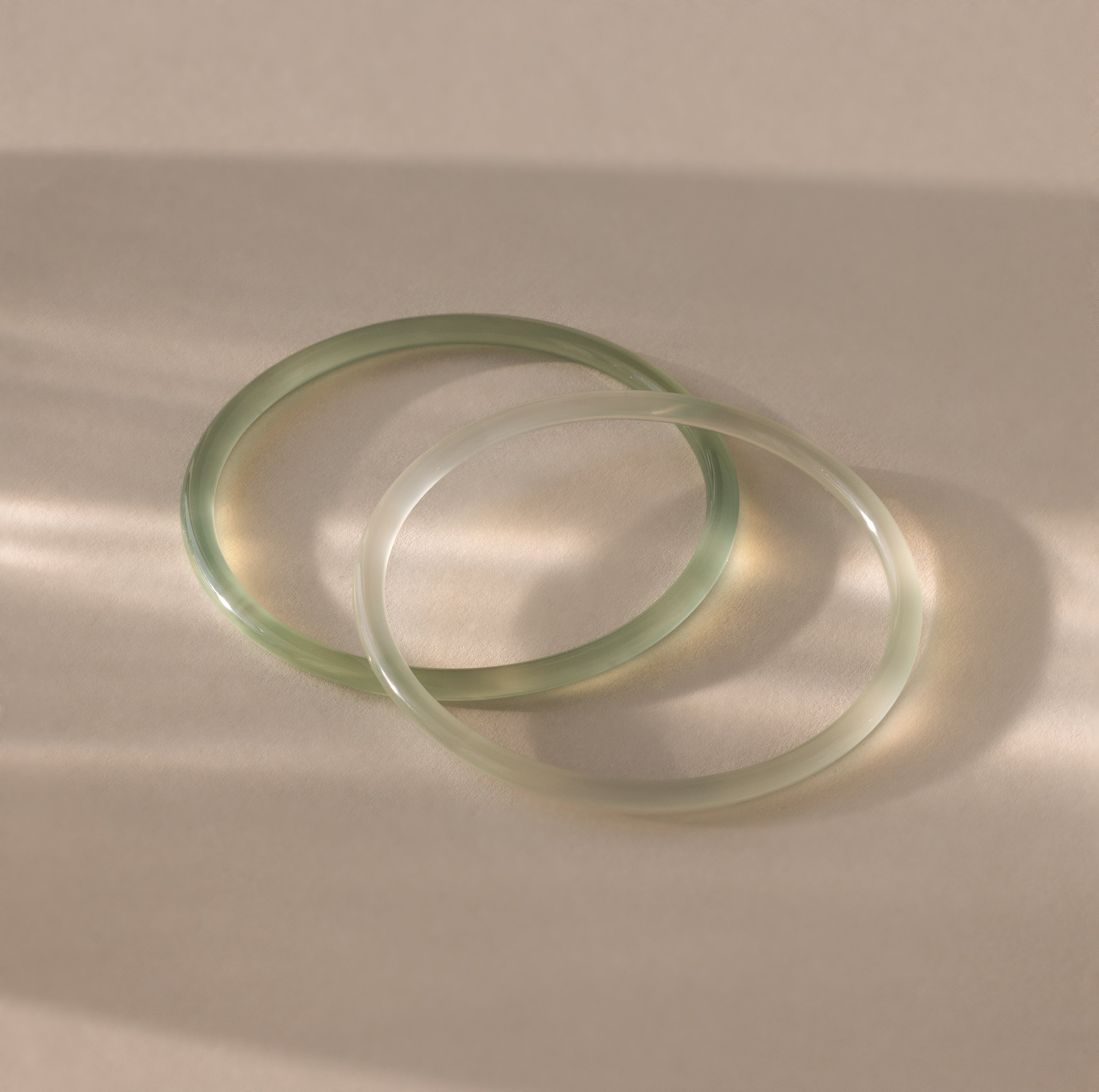 Thin Green Jade Bangle Set