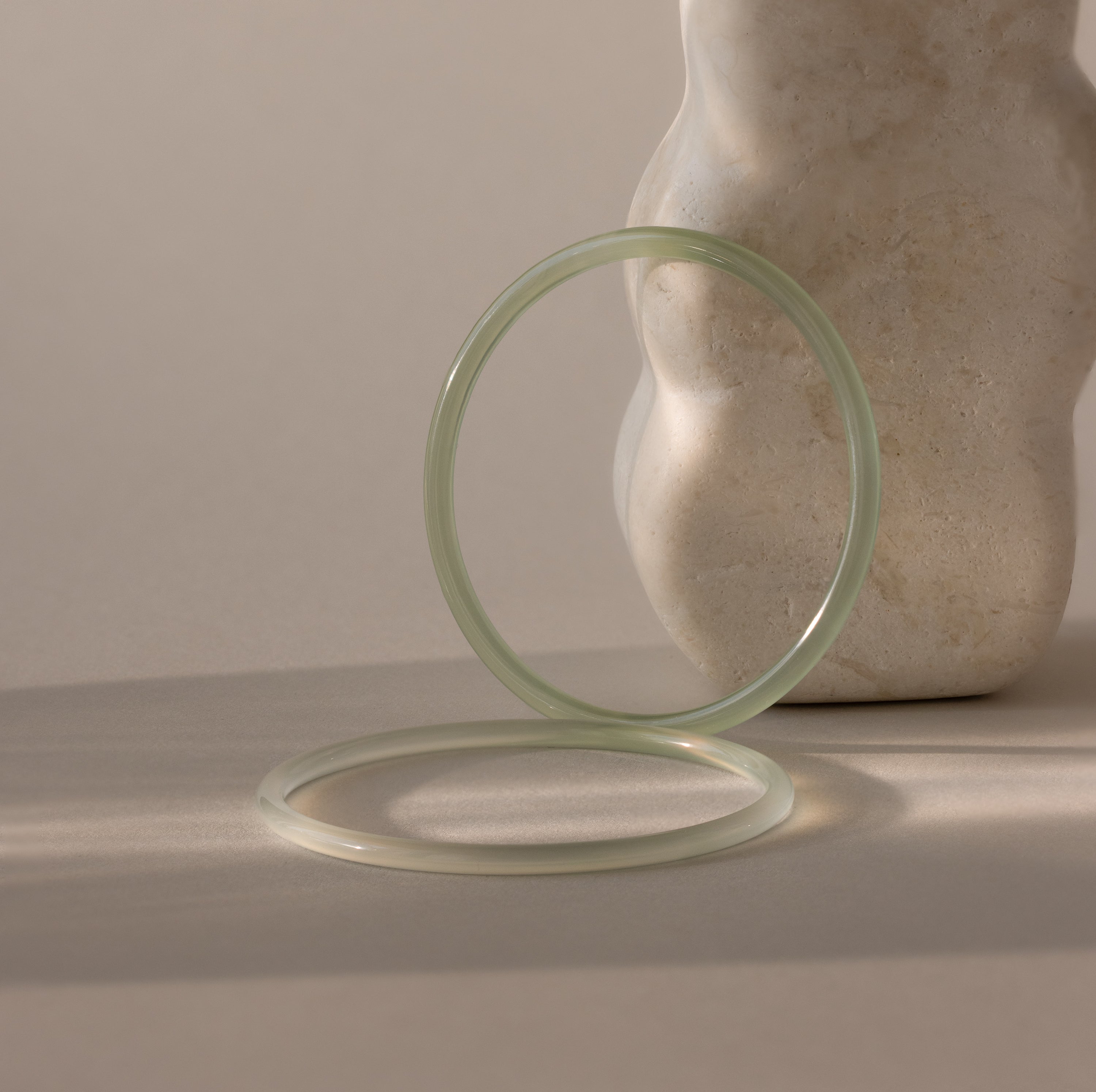 Thin Green Jade Bangle Set