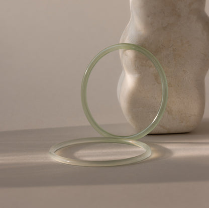 Thin Green Jade Bangle Set