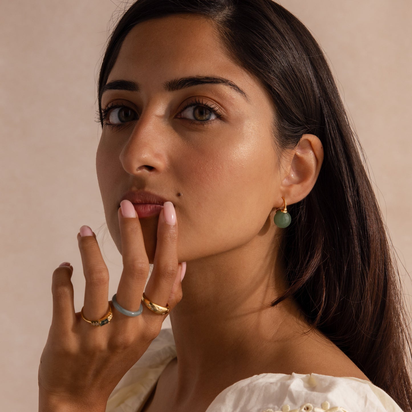 Jade Dome Drop Earrings