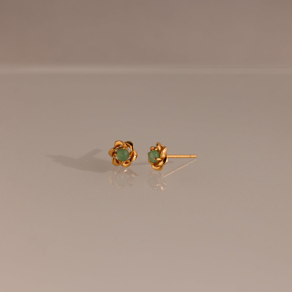 Mini Jade Flower Studs