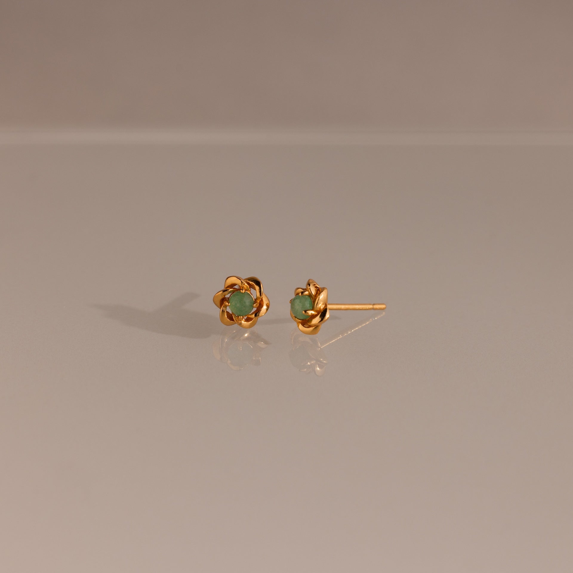 Mini Jade Flower Studs