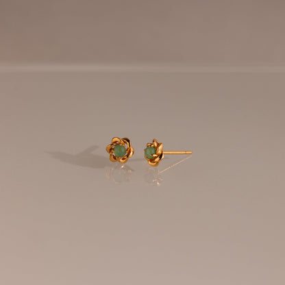 Mini Jade Flower Studs