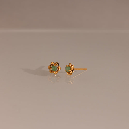 Mini Jade Flower Studs
